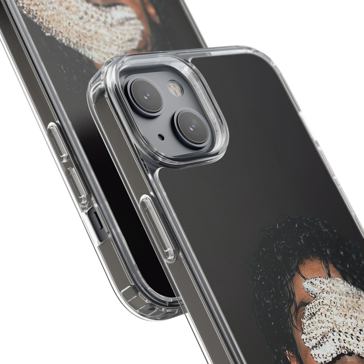 Michael Jackson Smiling Portrait Clear Phone Case — Retro Pop Icon Design