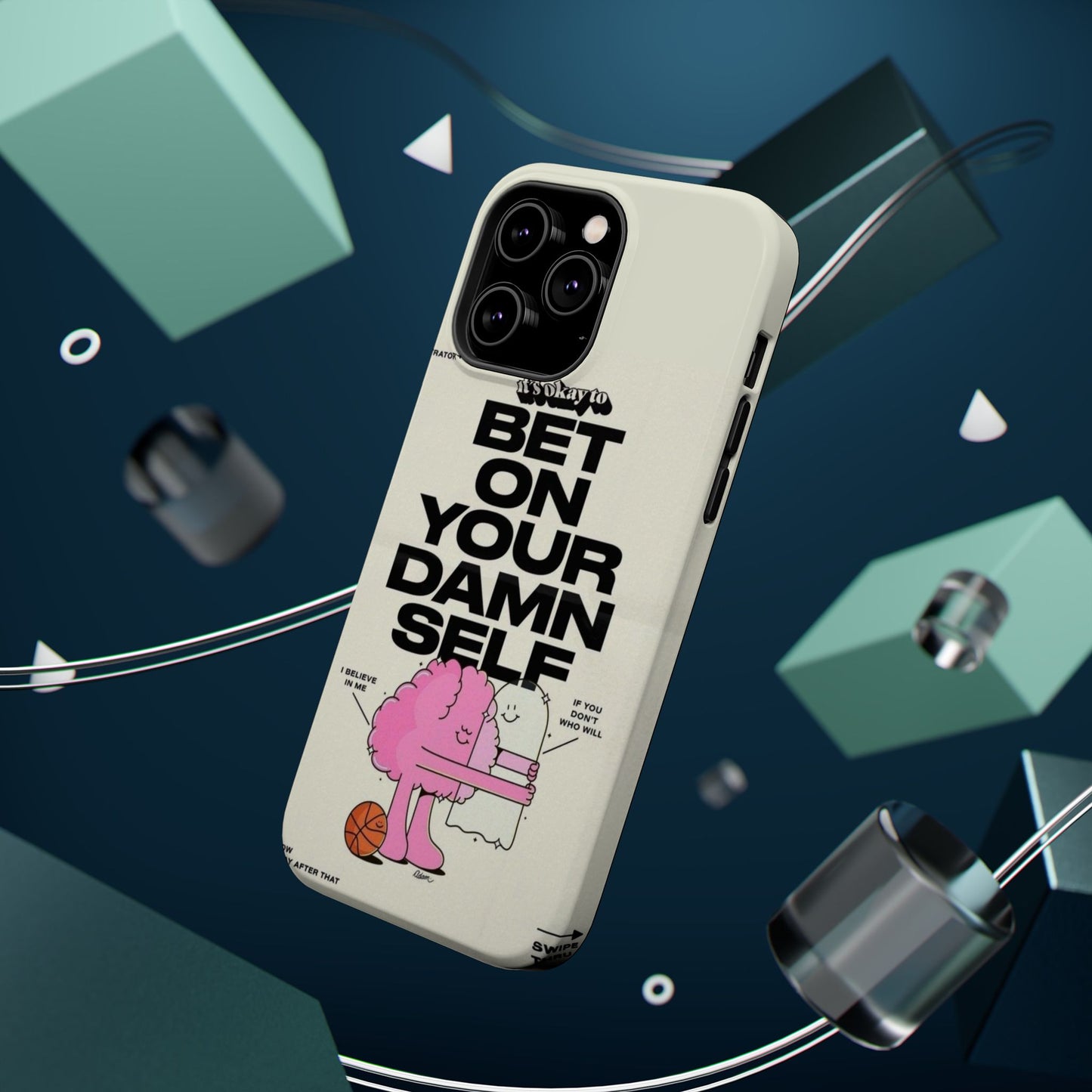 Magnetic Impact-Resistant Case — "Bet On Your Damn Self" Motivational Phone Cover