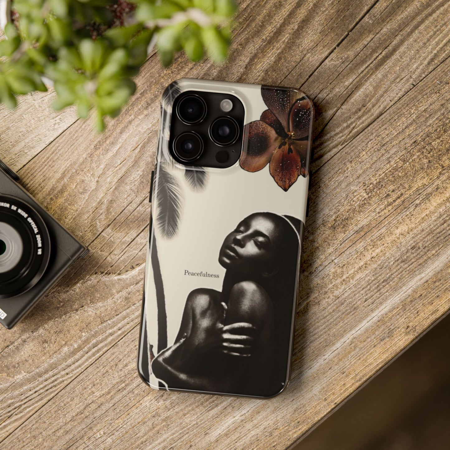 Tough Phone Case — "Peacefulness" Artistic Black Woman Floral Design