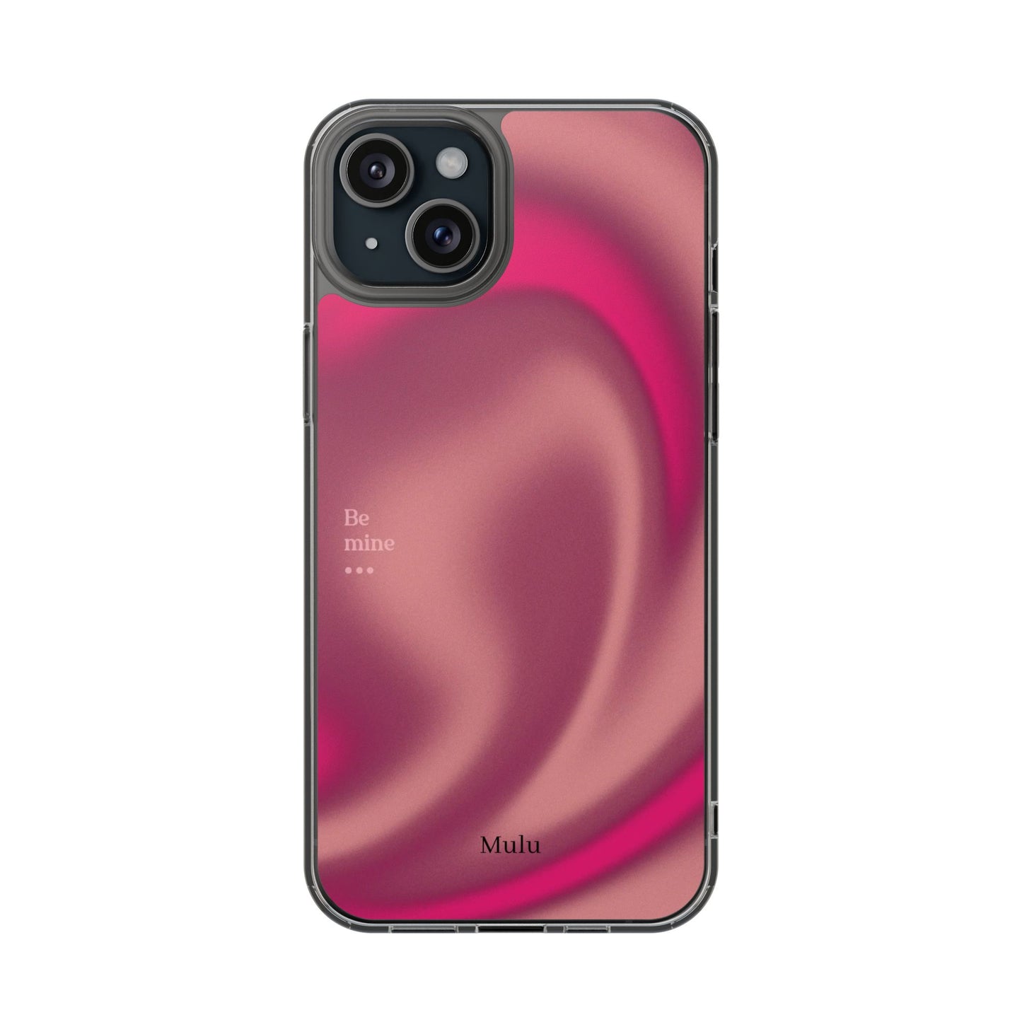 Clear Impact Phone Case — Pink Satin Swirl "Be mine" Design