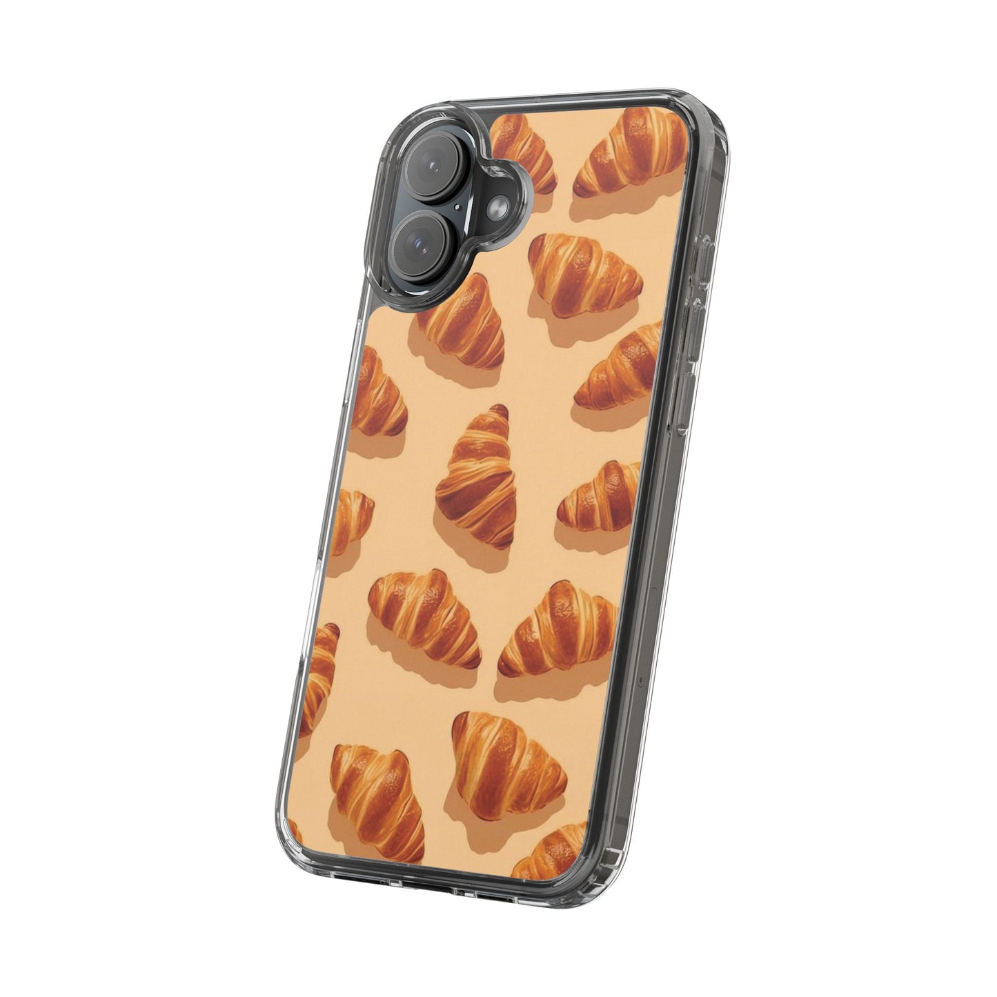 Croissant Pattern Clear Phone Case — Bakery-themed Transparent iPhone Cover