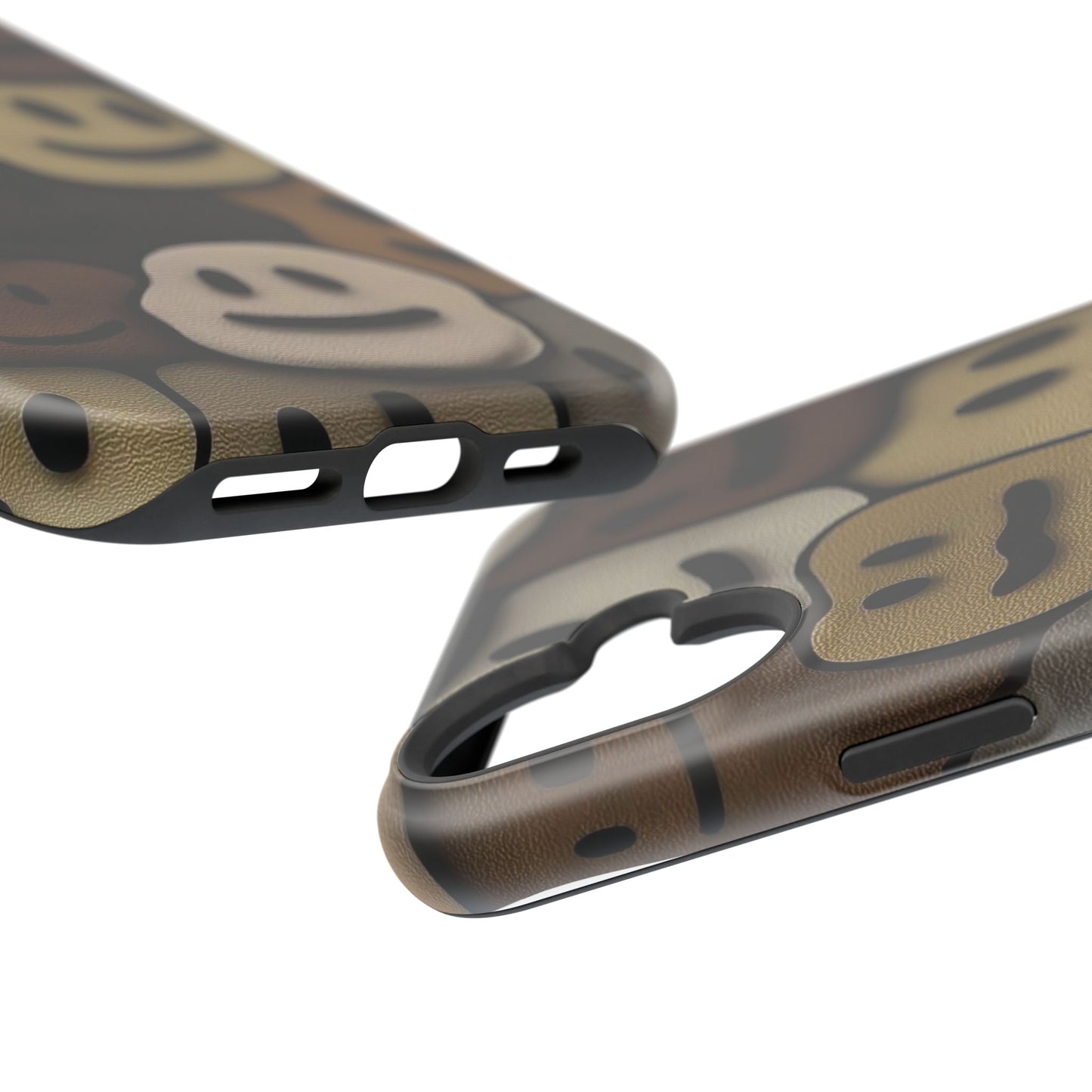 Magnetic Impact-Resistant Case — Brown Smiley Tile Phone Cover