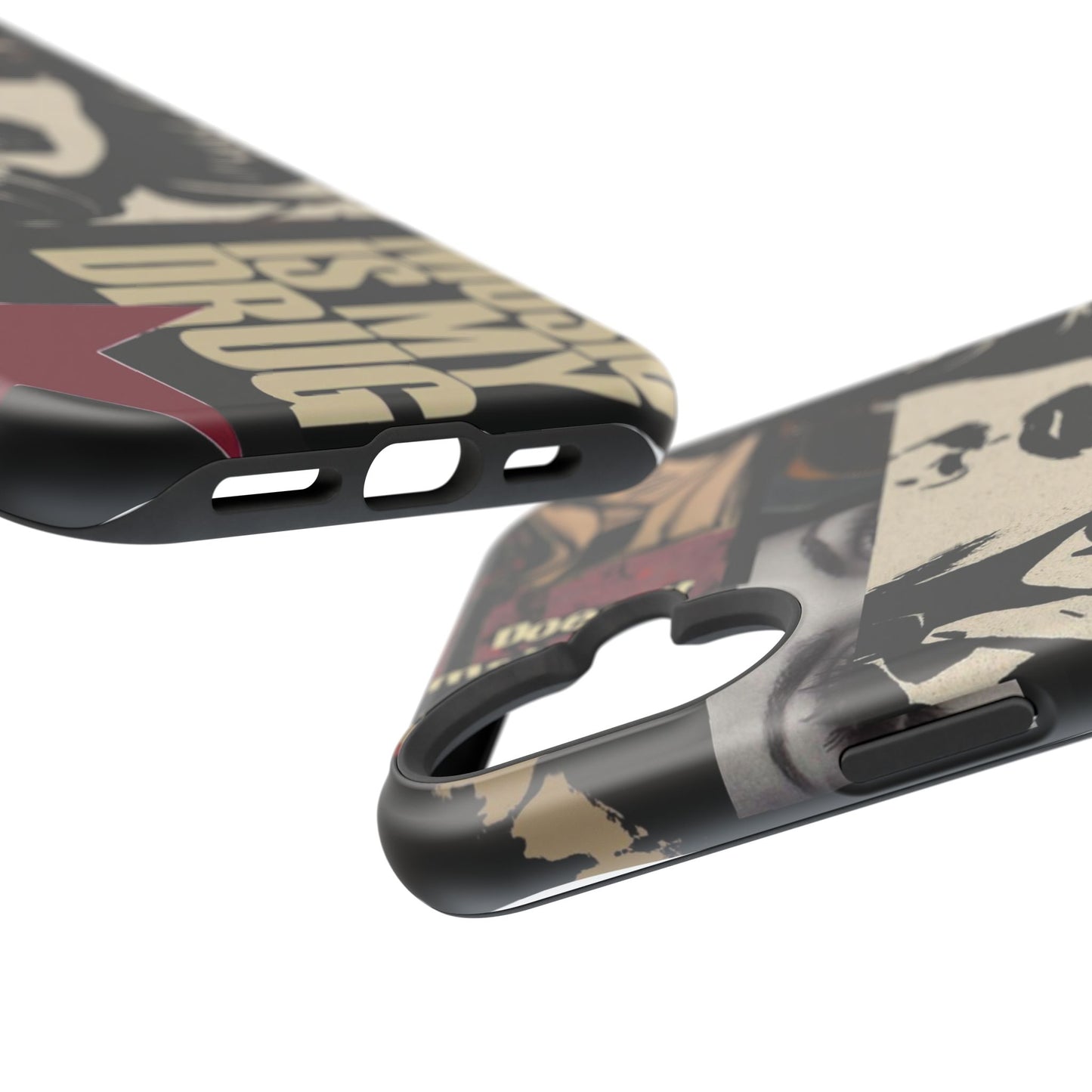 Magnetic Impact Phone Case — Retro Pop Art "Music Is My Drug" Design