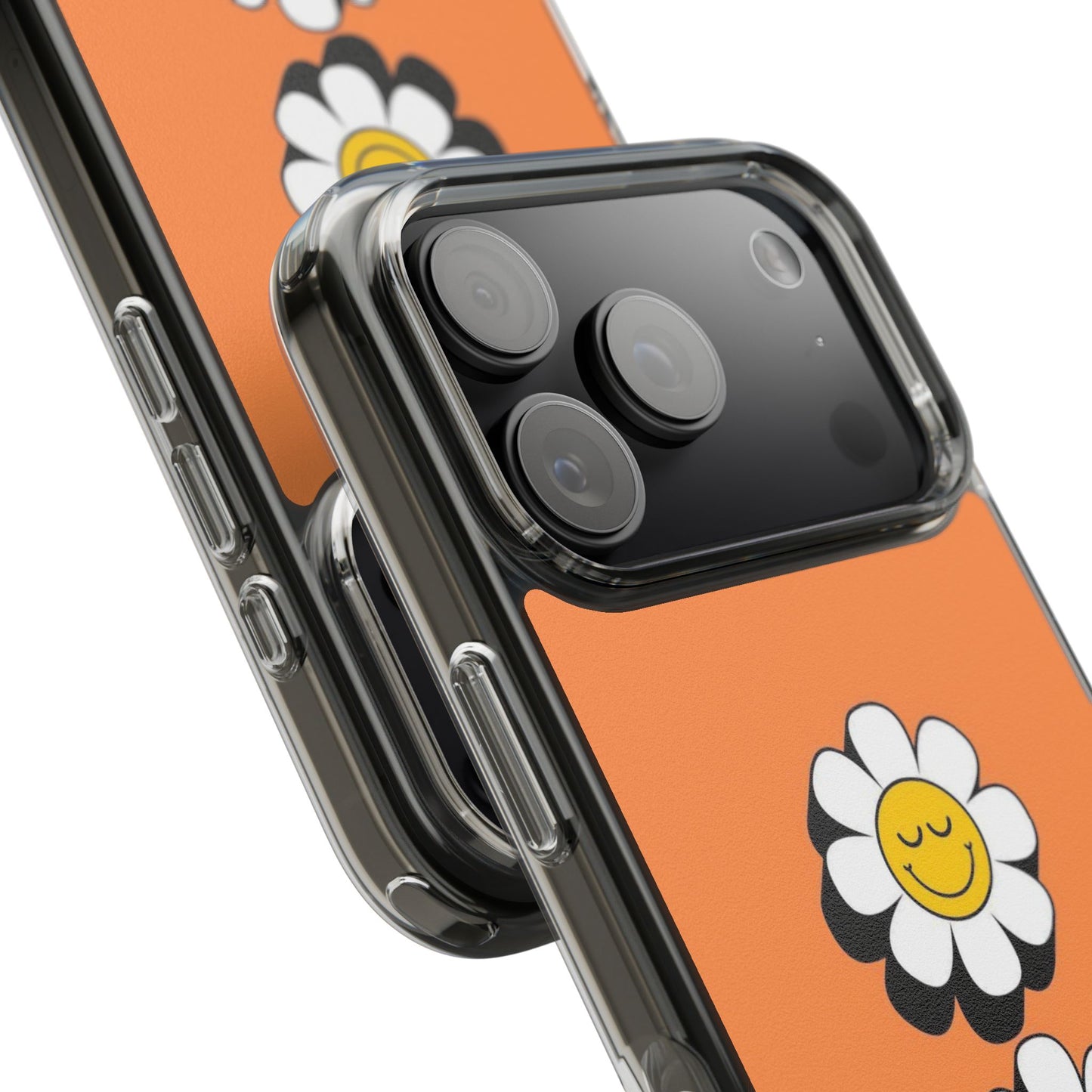 Phone Case — Orange Smiley Daisy Clear Impact‑Resistant Case