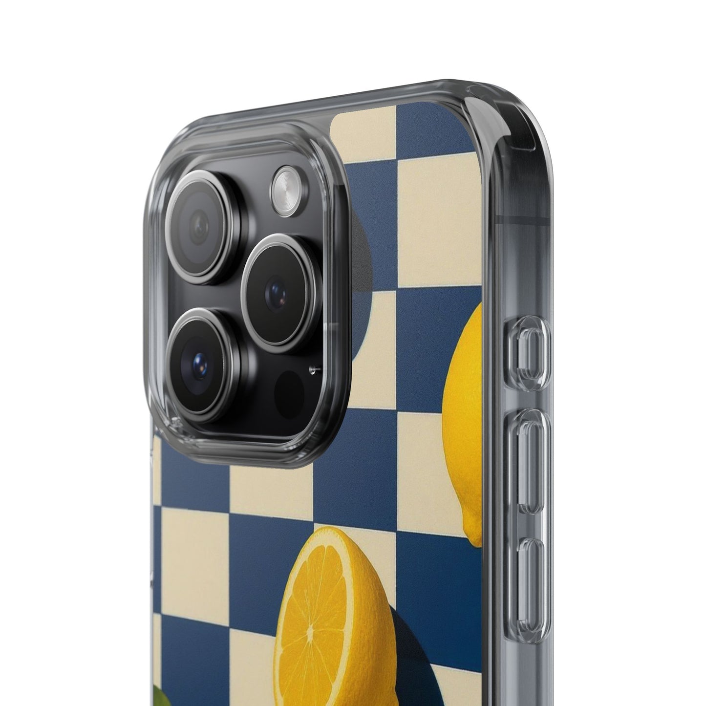 Clear Impact-Resistant Case — Retro Checkered Lemons Phone Case