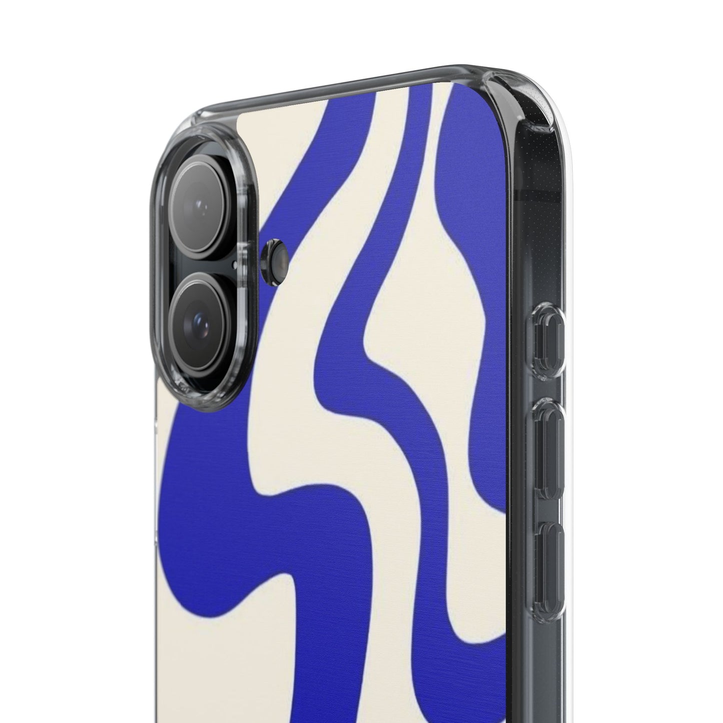 Clear Impact-Resistant Case — Blue Abstract Wavy Pattern