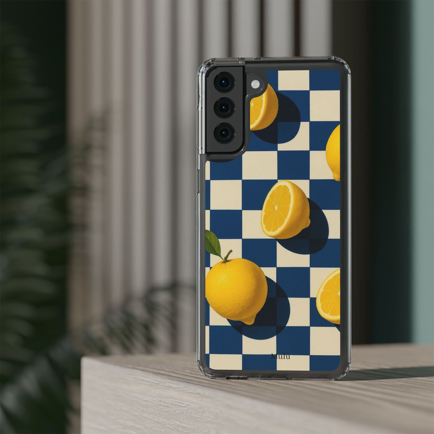 Clear Impact-Resistant Case — Retro Checkered Lemons Phone Case