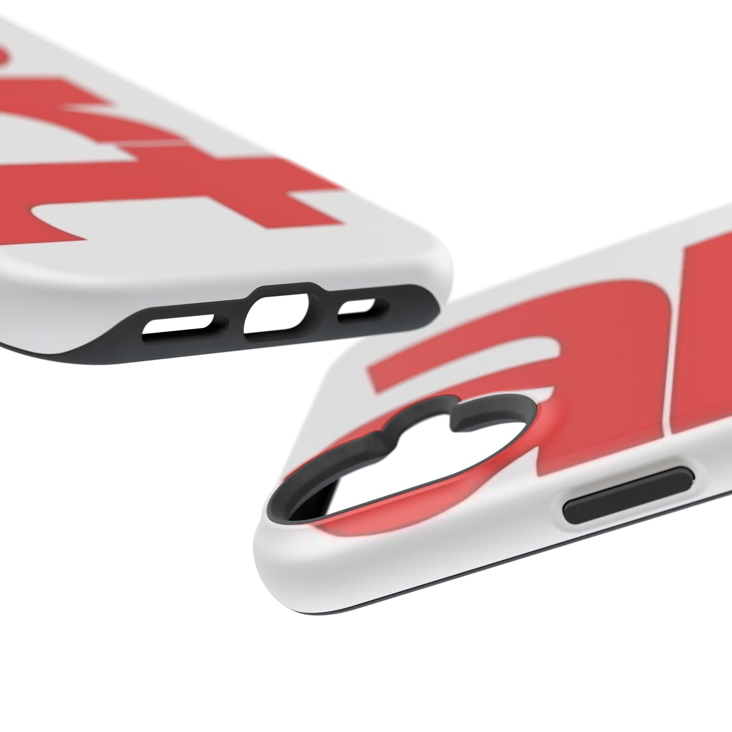 Magnetic Impact-Resistant Phone Case — Bold Red Typographic Design
