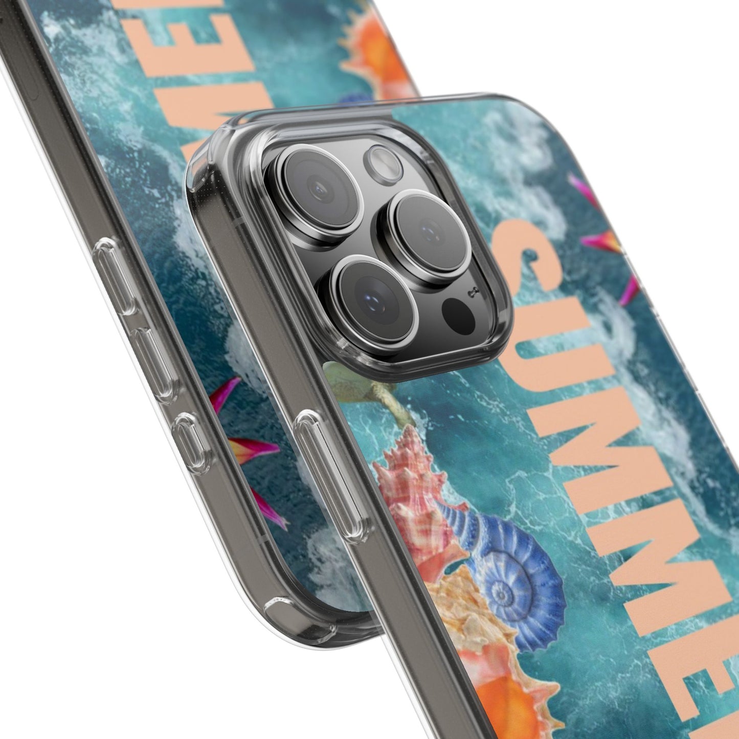 Summer Floral Clear Impact Phone Case — "SUMMER" Tropical Hibiscus Design