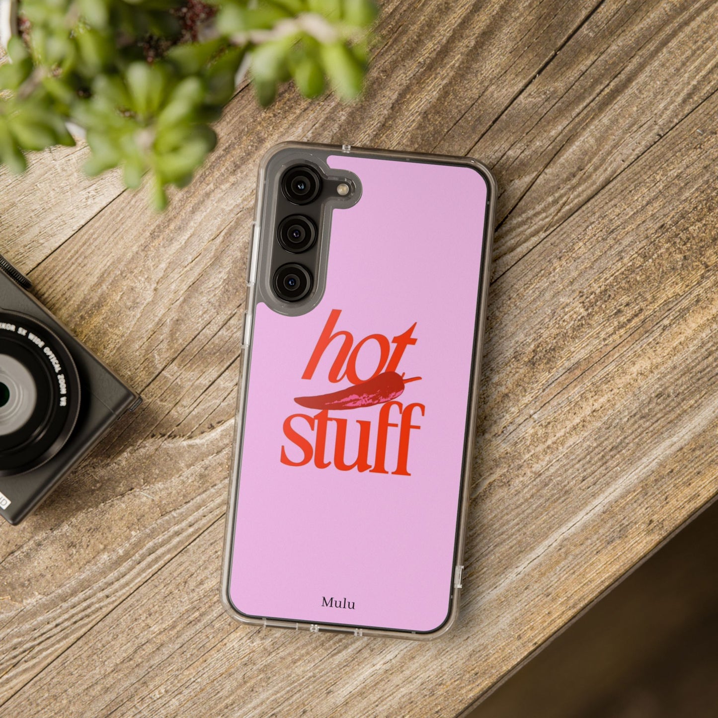 Hot Stuff Clear Impact Phone Case — Pink Retro Typography iPhone Cover