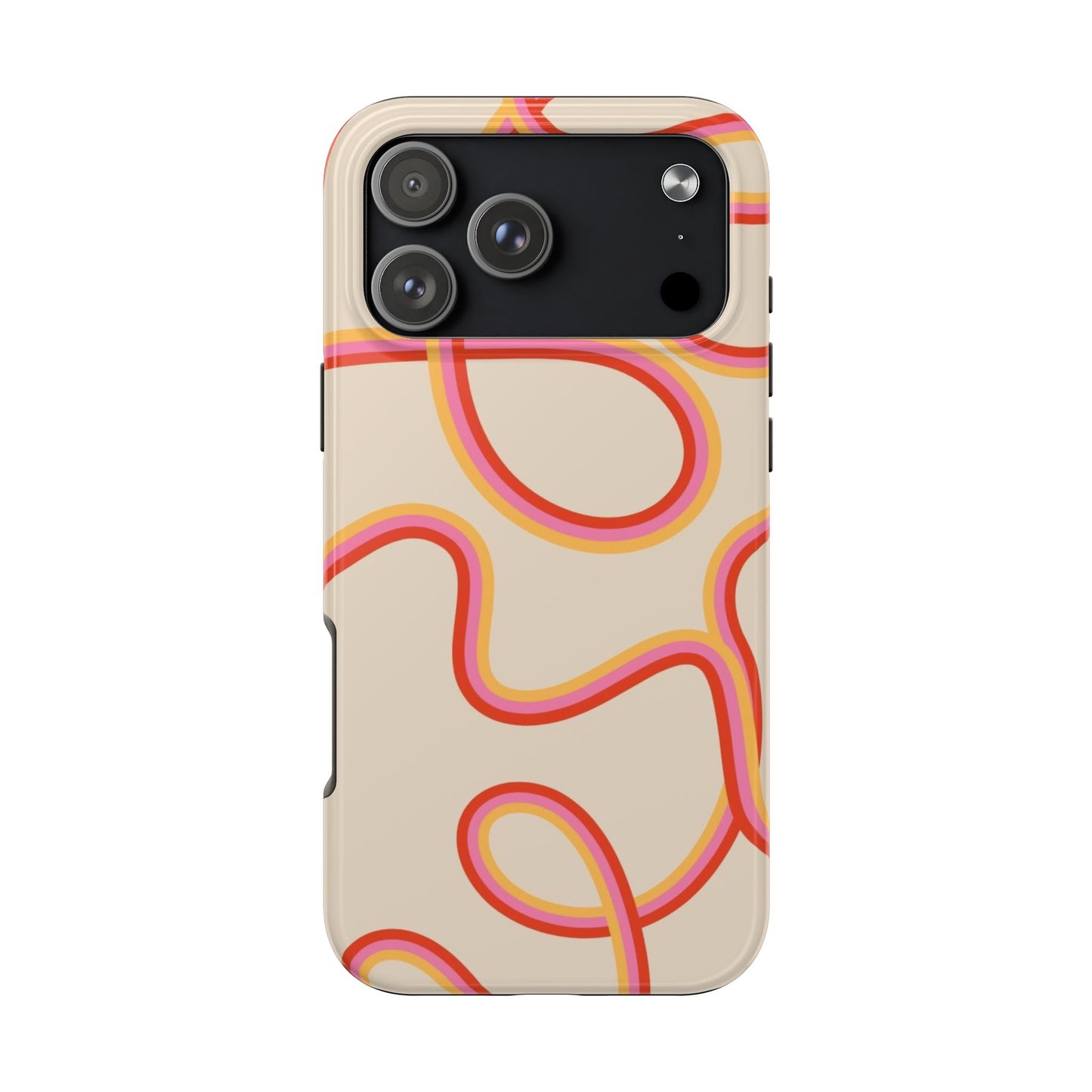 Retro Swirl Tough Phone Case — Beige Pink Orange Abstract Protection