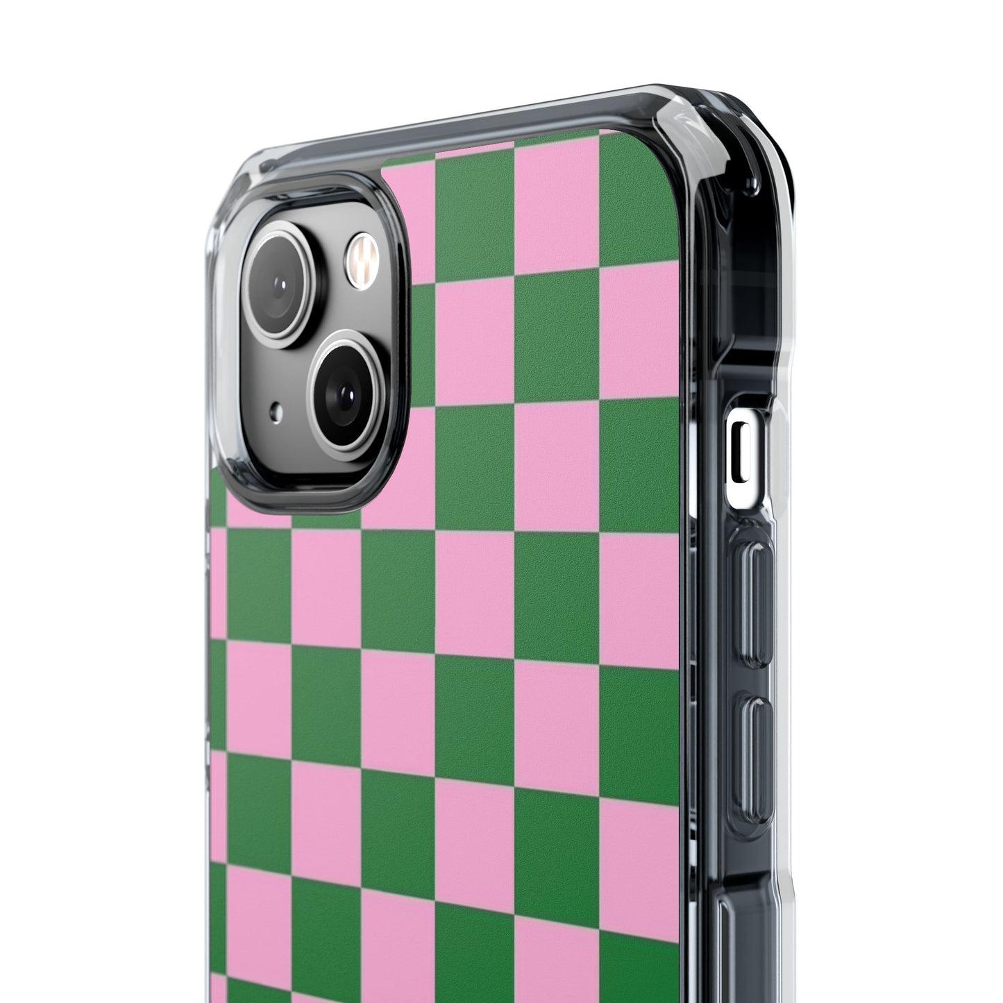Pink & Green Checkerboard Magnetic Clear Phone Case