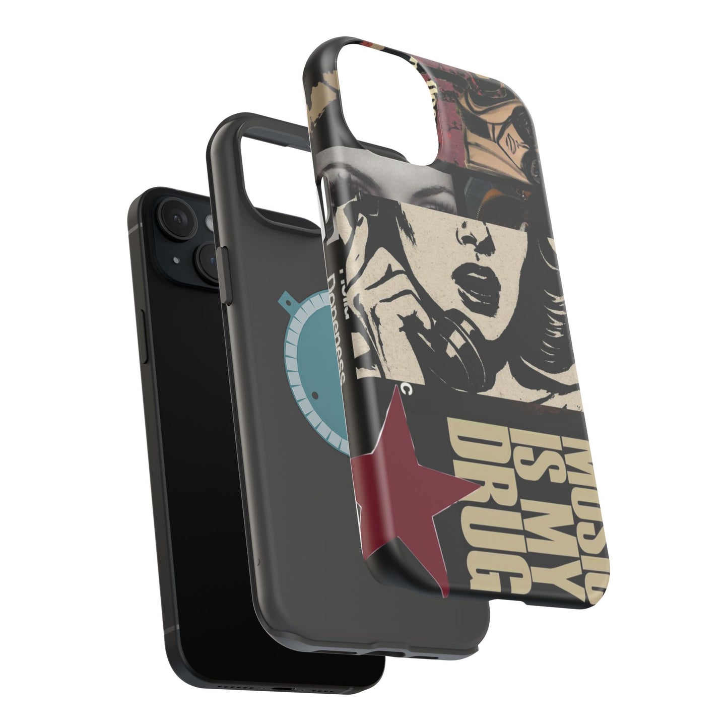 Magnetic Impact Phone Case — Retro Pop Art "Music Is My Drug" Design