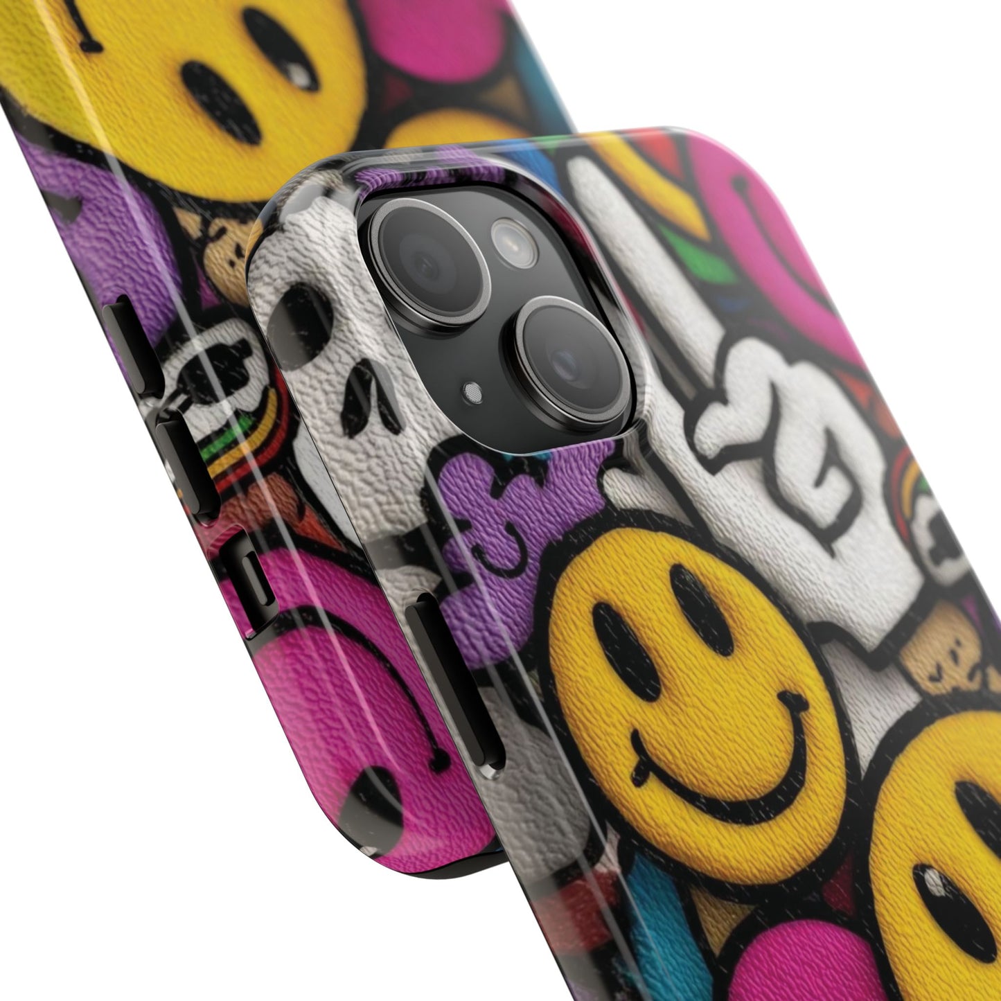 Smiley Graffiti Tough Phone Case – Colorful Urban Art Protection