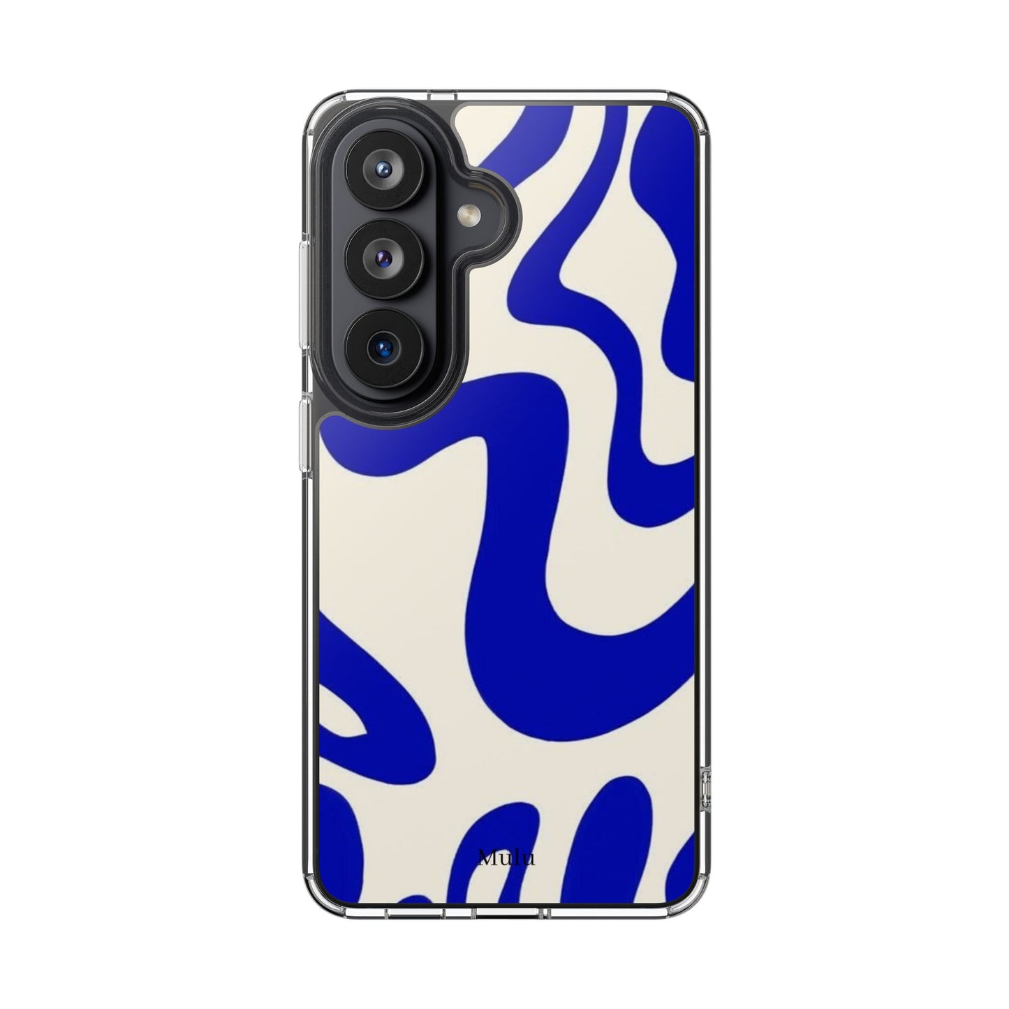 Clear Impact-Resistant Case — Blue Abstract Wavy Pattern