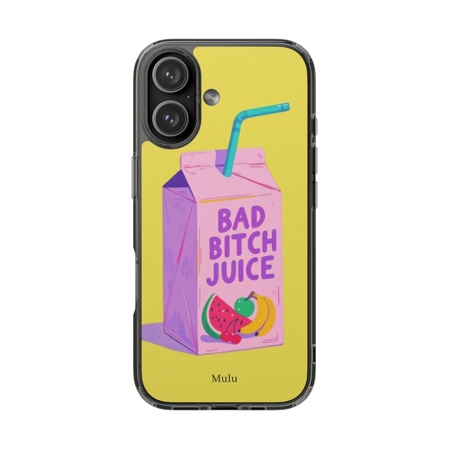 Clear Impact-Resistant Phone Case — "Bad Bitch Juice" Cartoon Juice Box Design