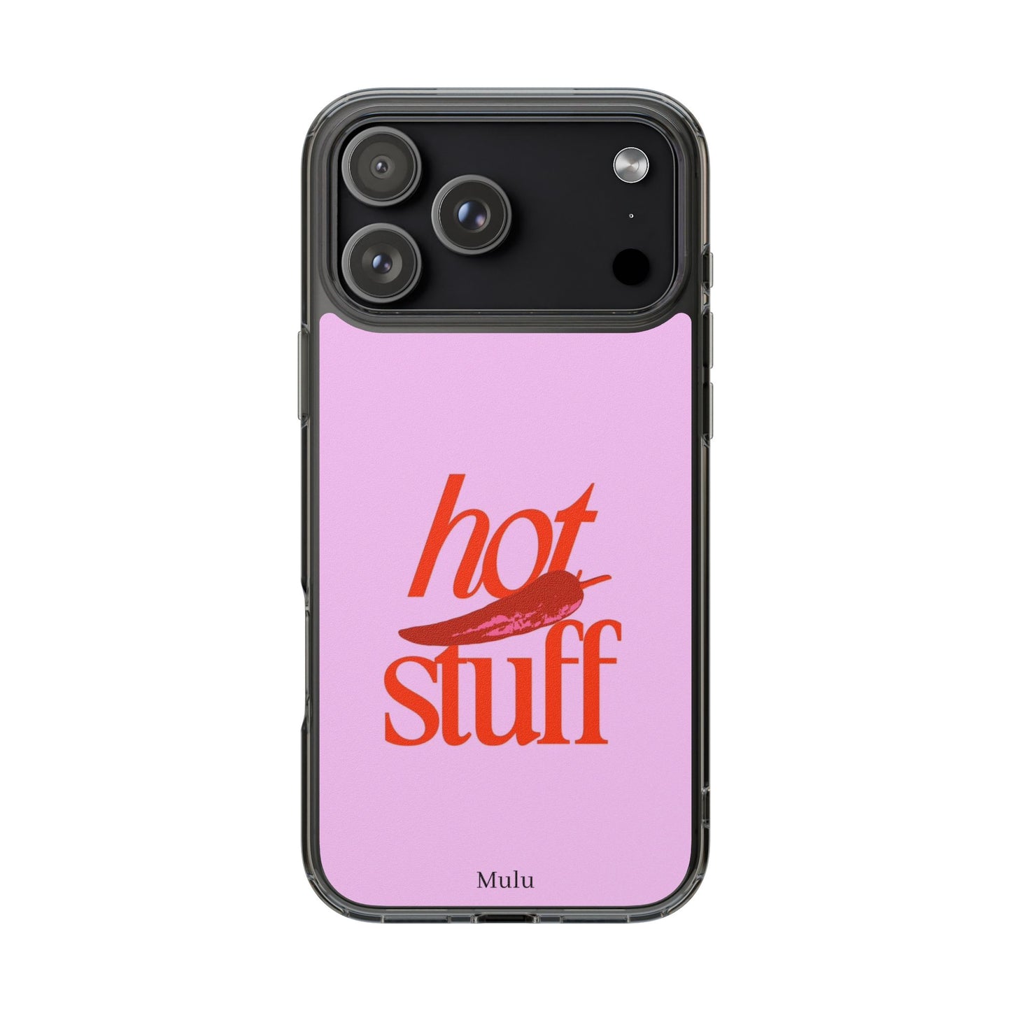 Hot Stuff Clear Impact Phone Case — Pink Retro Typography iPhone Cover