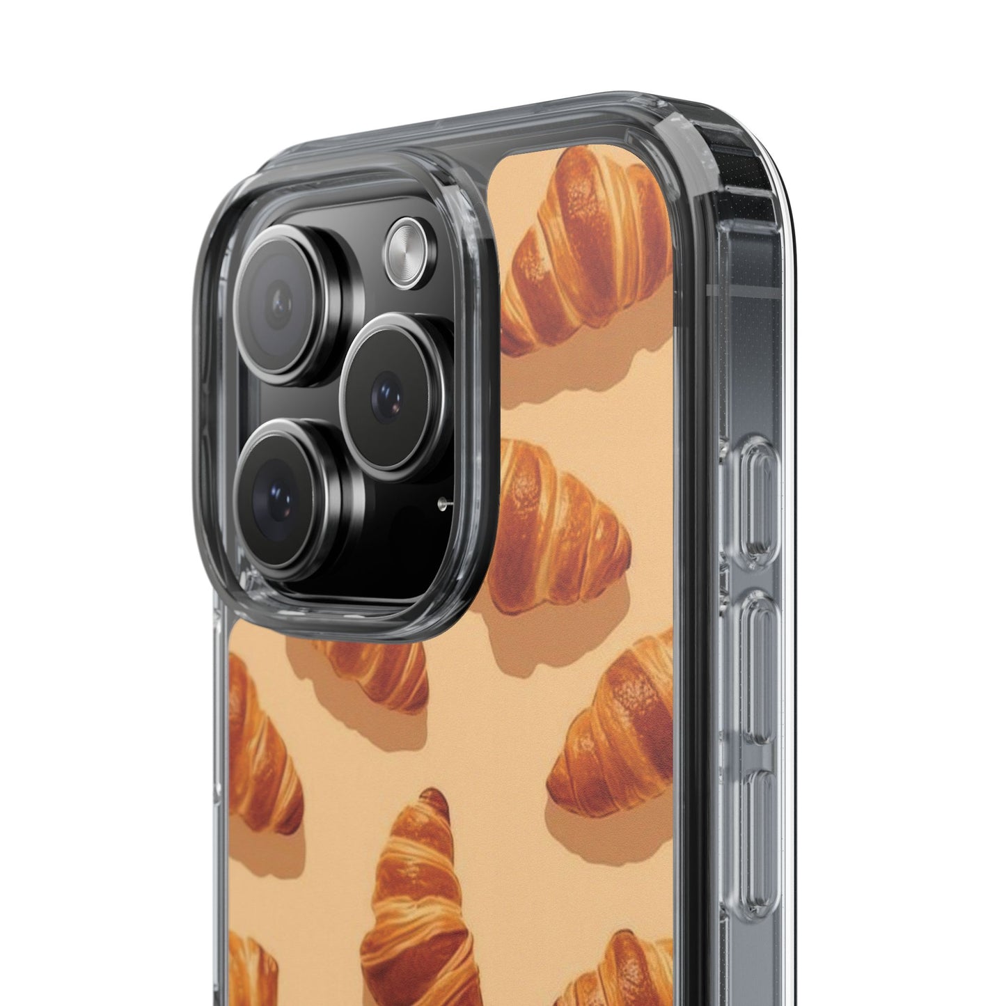 Croissant Pattern Clear Phone Case — Bakery-themed Transparent iPhone Cover