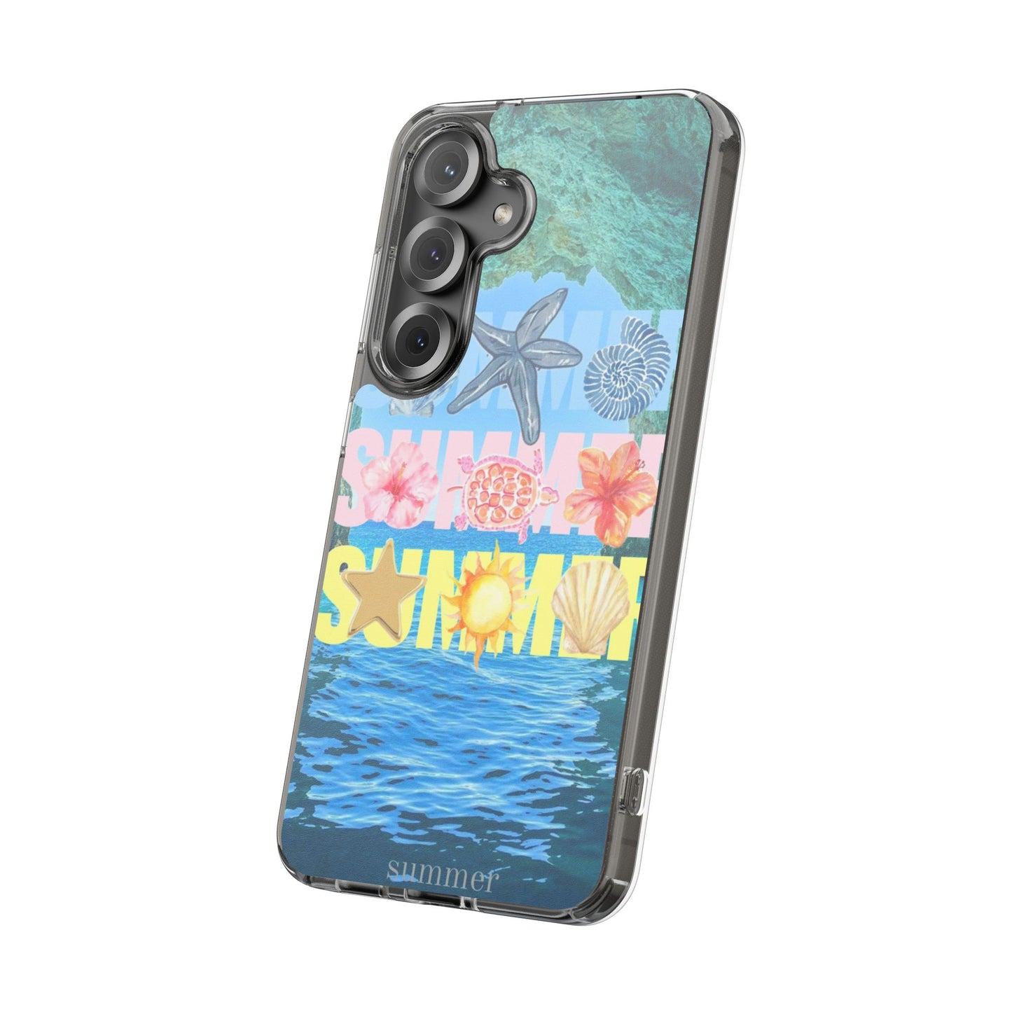 Clear Summer Beach Phone Case — Impact‑Resistant Tropical Design