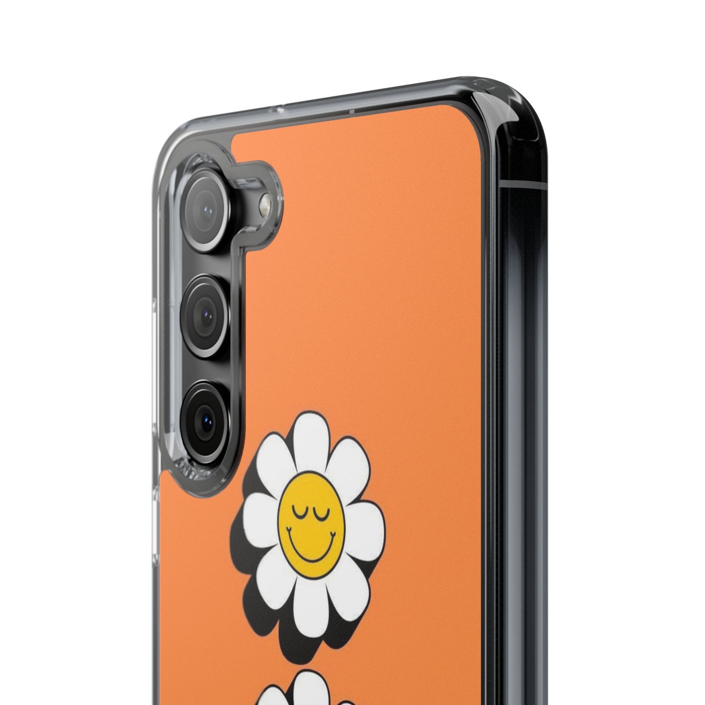 Phone Case — Orange Smiley Daisy Clear Impact‑Resistant Case