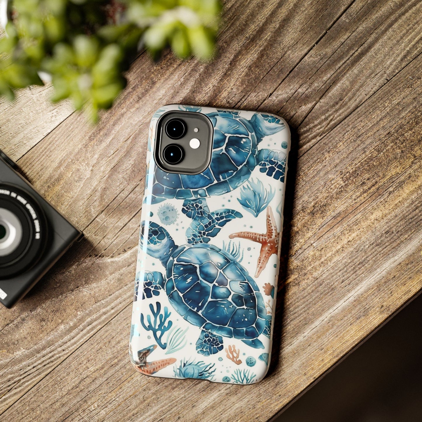 Sea Turtle Tough Phone Case — Blue Ocean Marine Life Protective Cover