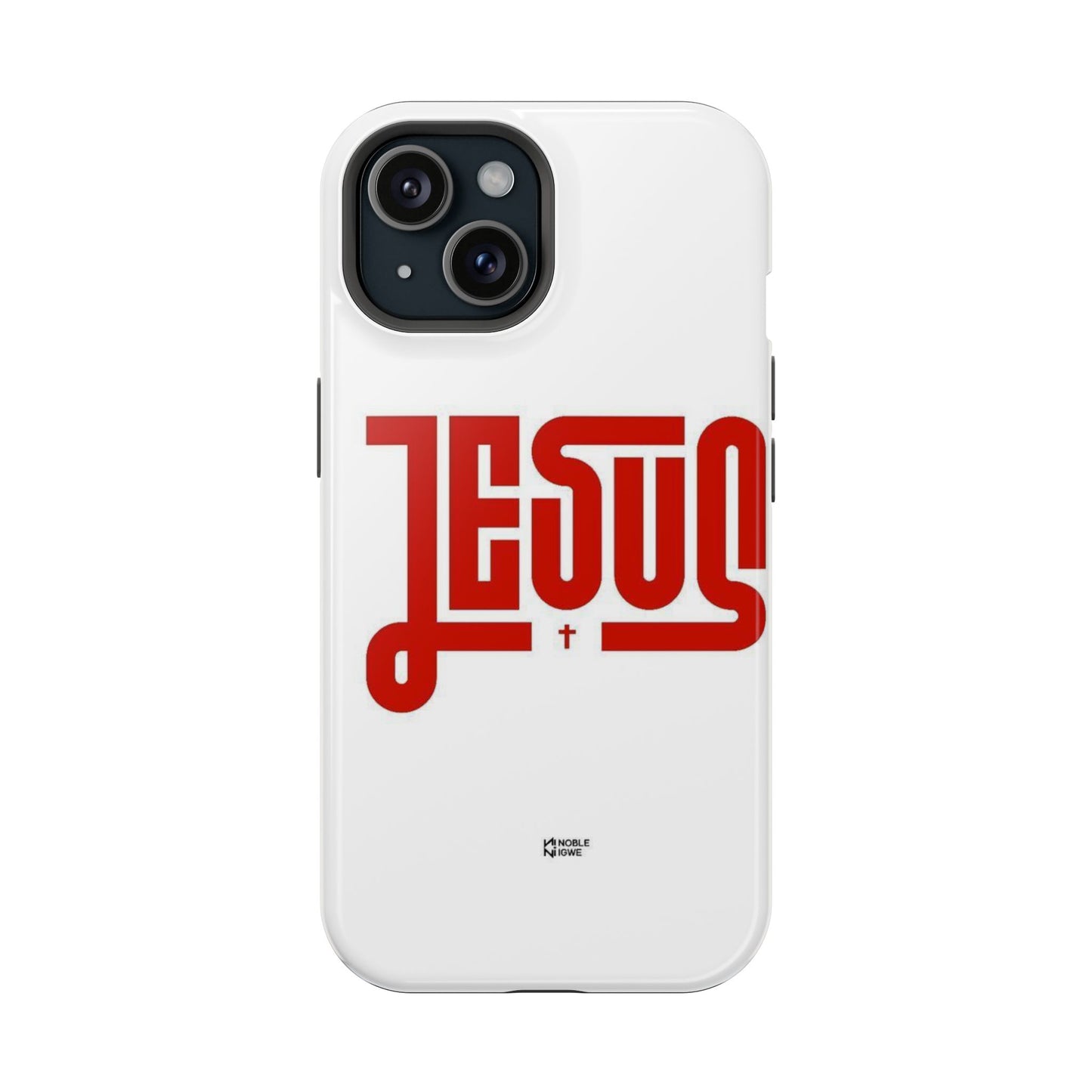 Jesus Magnetic Impact‑Resistant Phone Case — Bold Red Script Christian iPhone Cover