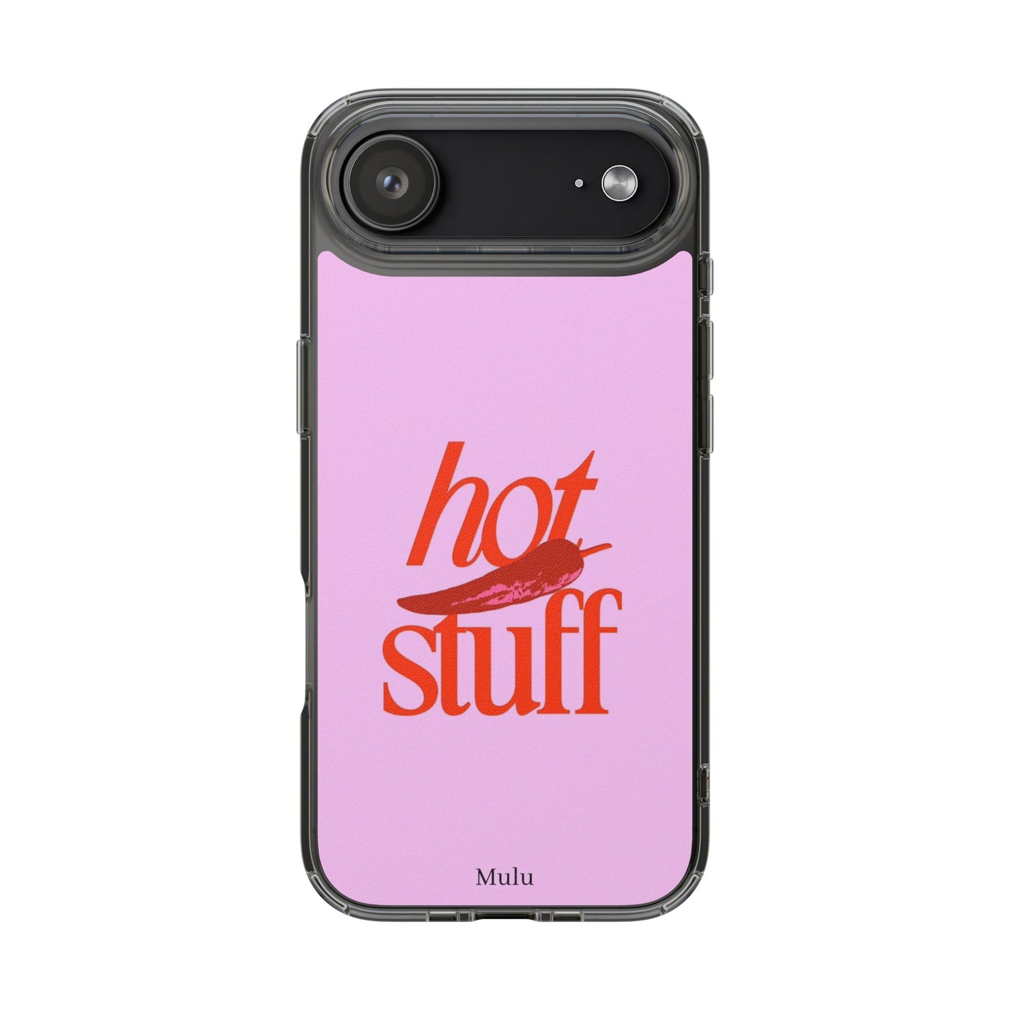Hot Stuff Clear Impact Phone Case — Pink Retro Typography iPhone Cover