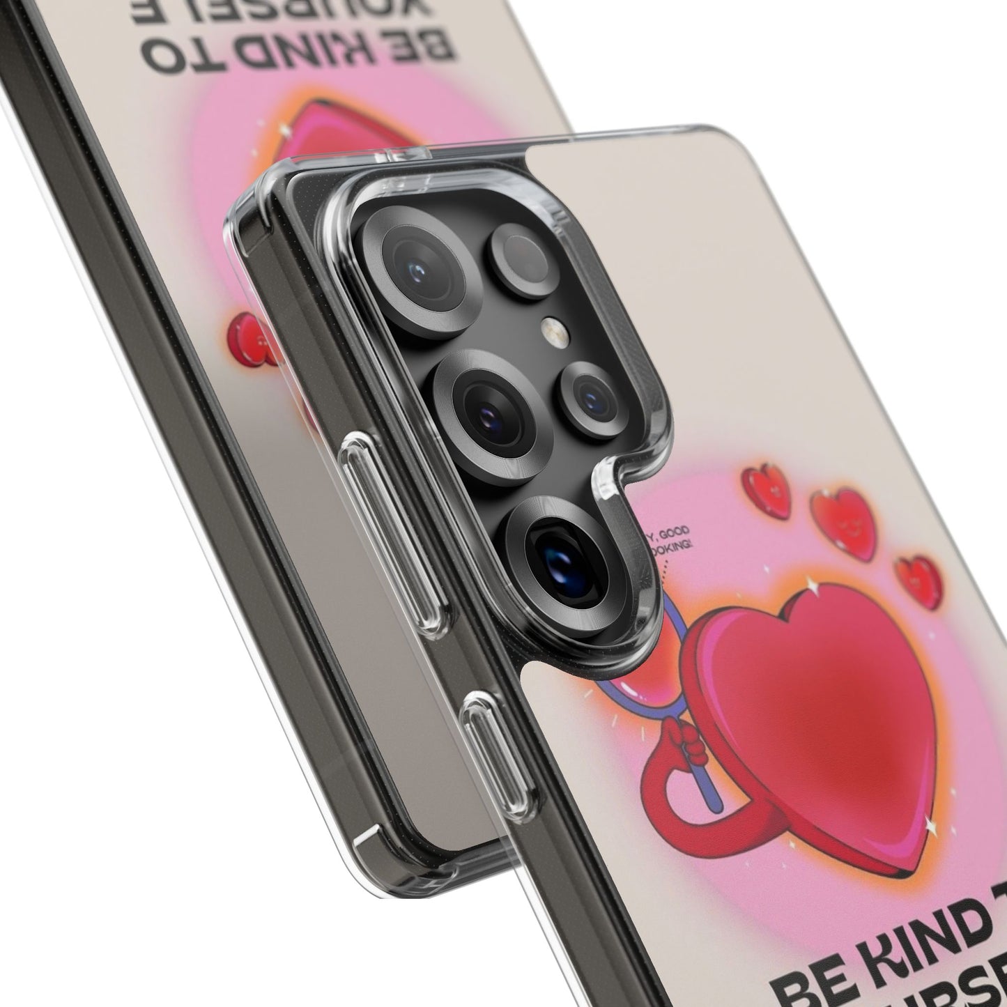 Clear Phone Case — "Be Kind to Yourself" Heart Design