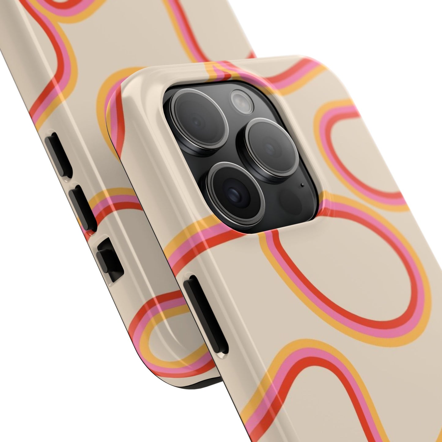 Retro Swirl Tough Phone Case — Beige Pink Orange Abstract Protection