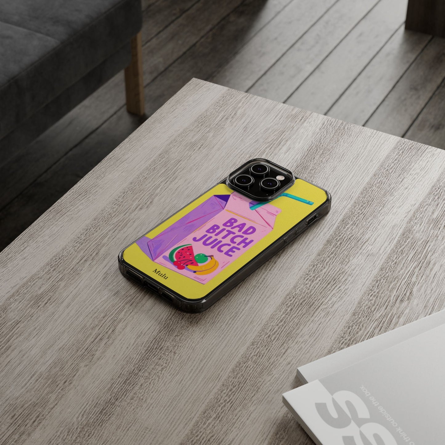 Clear Impact-Resistant Phone Case — "Bad Bitch Juice" Cartoon Juice Box Design
