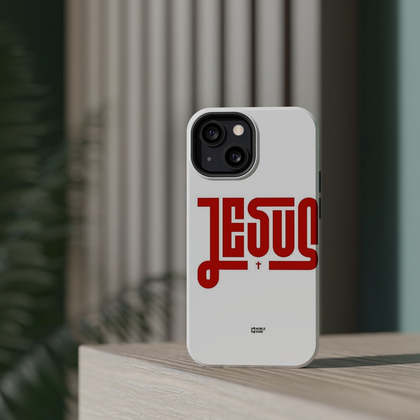 Jesus Magnetic Impact‑Resistant Phone Case — Bold Red Script Christian iPhone Cover