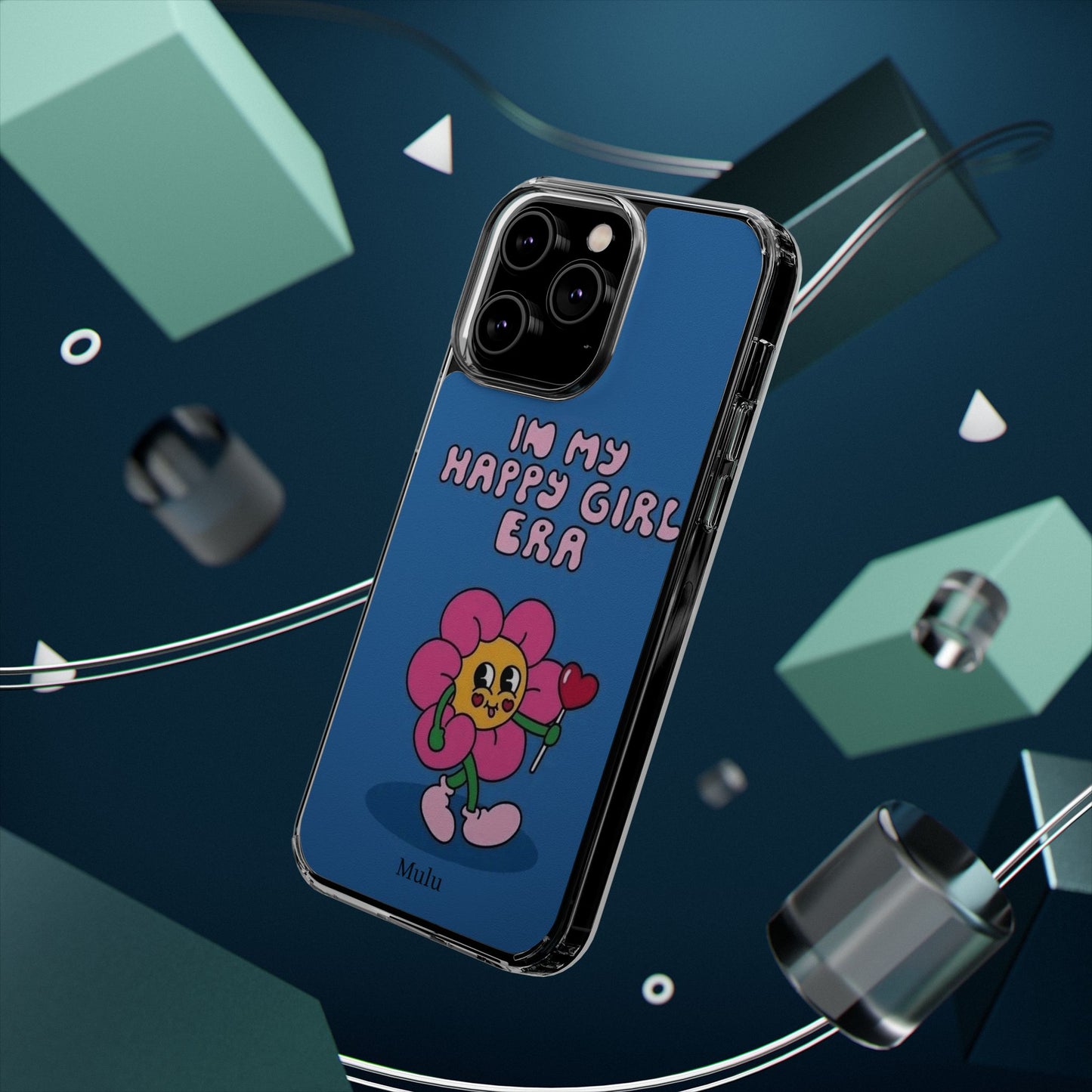 Clear Impact-Resistant Phone Case — “I’m My Happy Girl Era” Cute Flower Design
