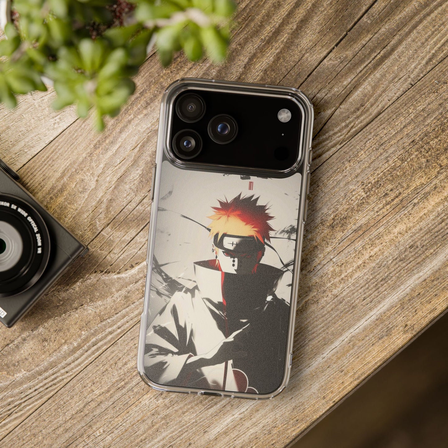 Clear Impact-Resistant Phone Case — Anime Akatsuki Shadow Design