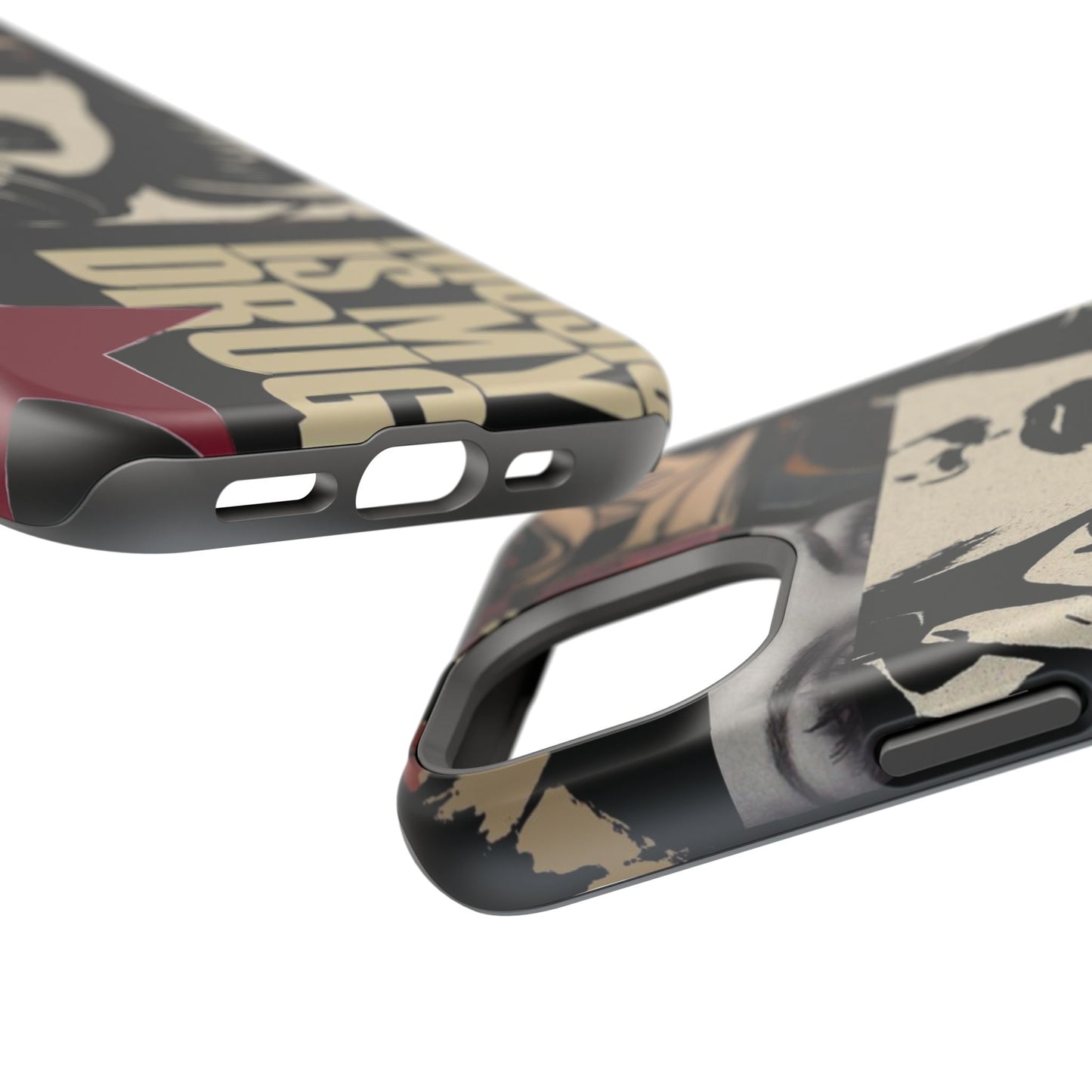 Magnetic Impact Phone Case — Retro Pop Art "Music Is My Drug" Design