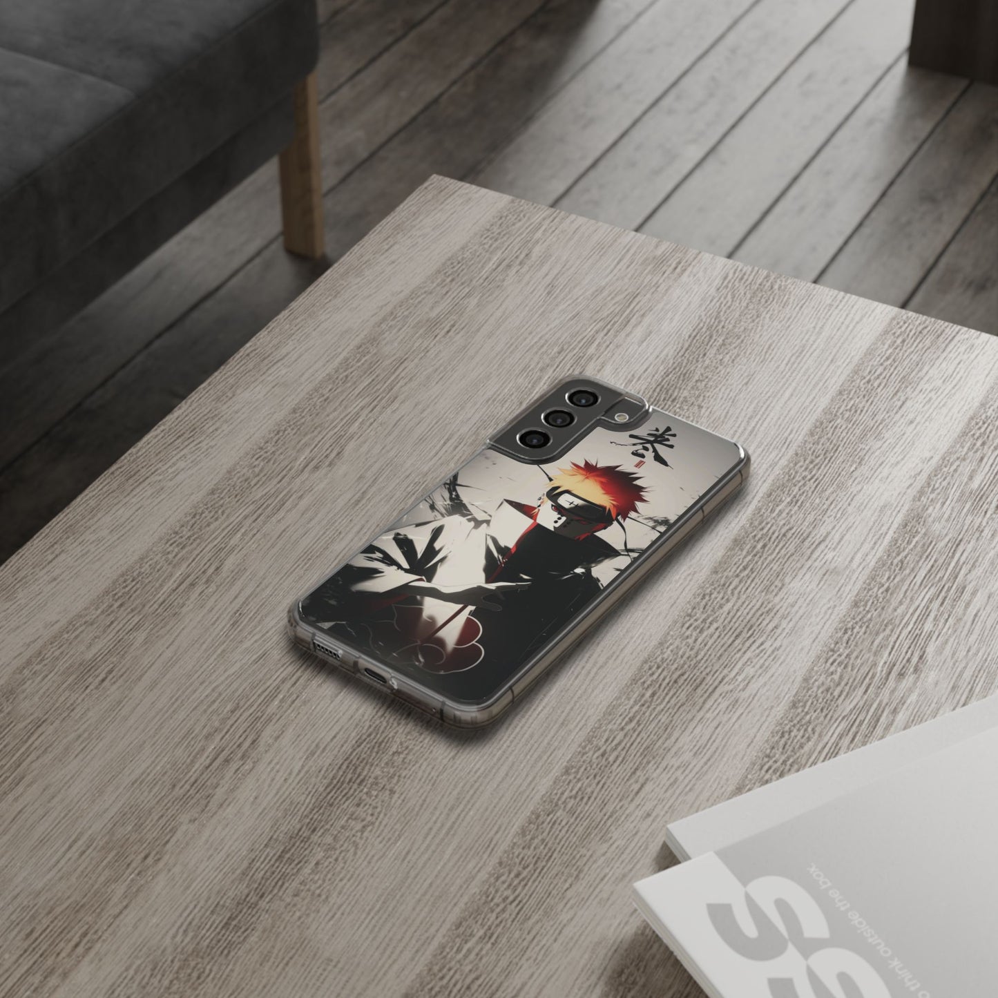 Clear Impact-Resistant Phone Case — Anime Akatsuki Shadow Design