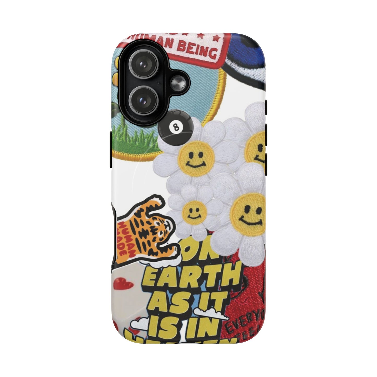 Phone Case — Retro Smiley Daisy Collage Tough Magnetic Cover