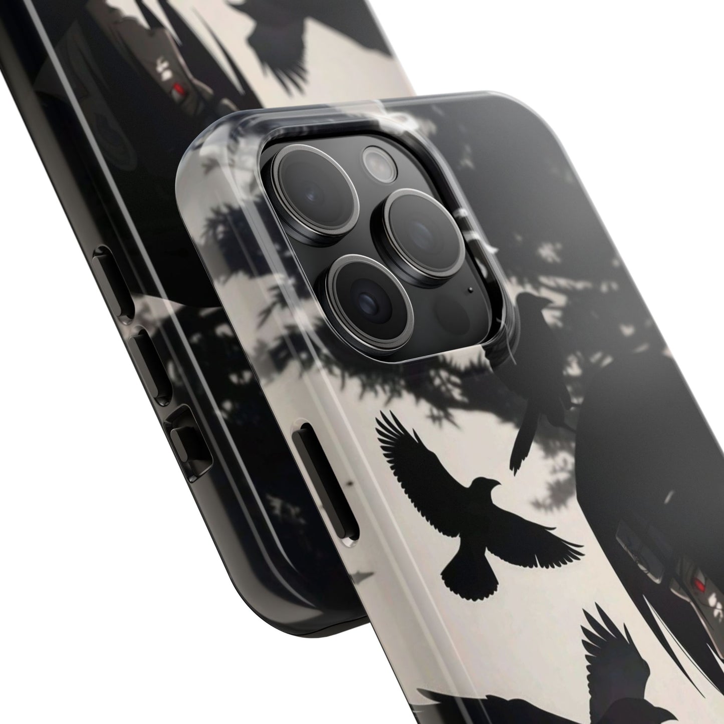 Anime Raven Silhouette Phone Case — Dark Red Eye Tough Protective Case
