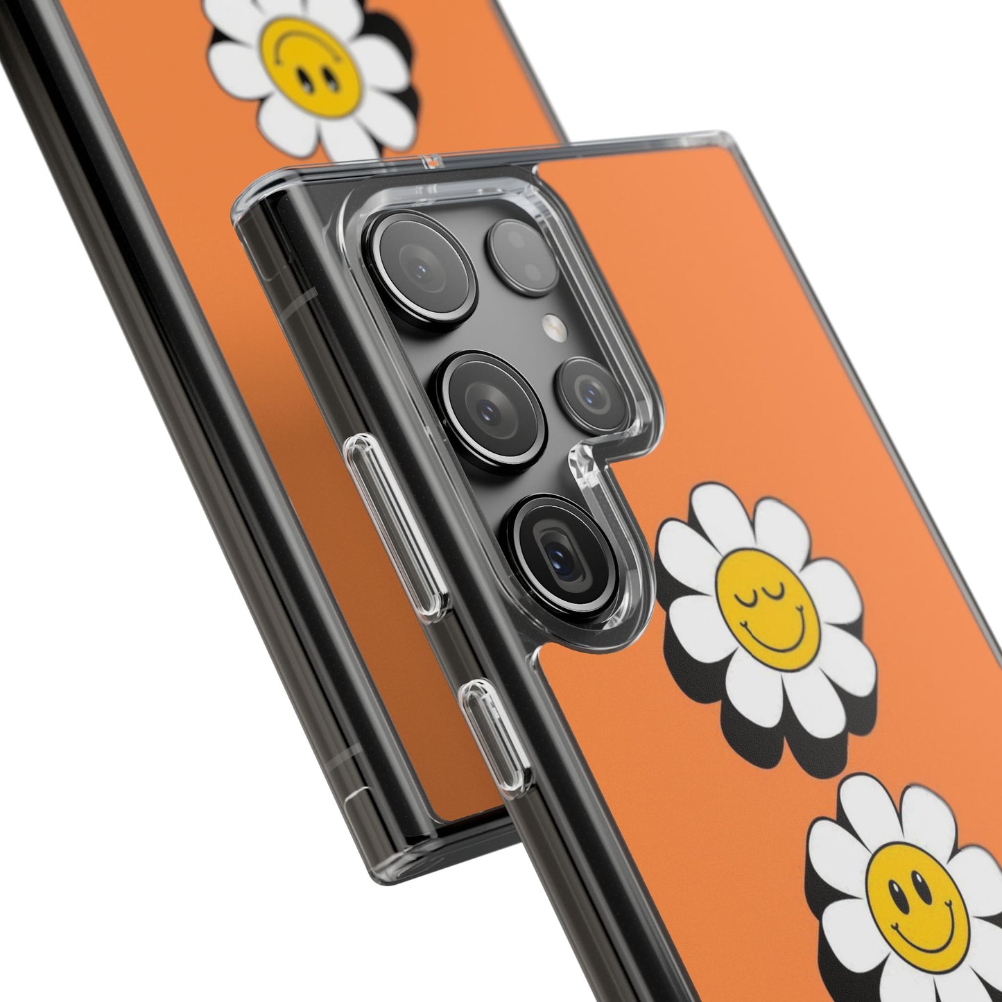 Phone Case — Orange Smiley Daisy Clear Impact‑Resistant Case