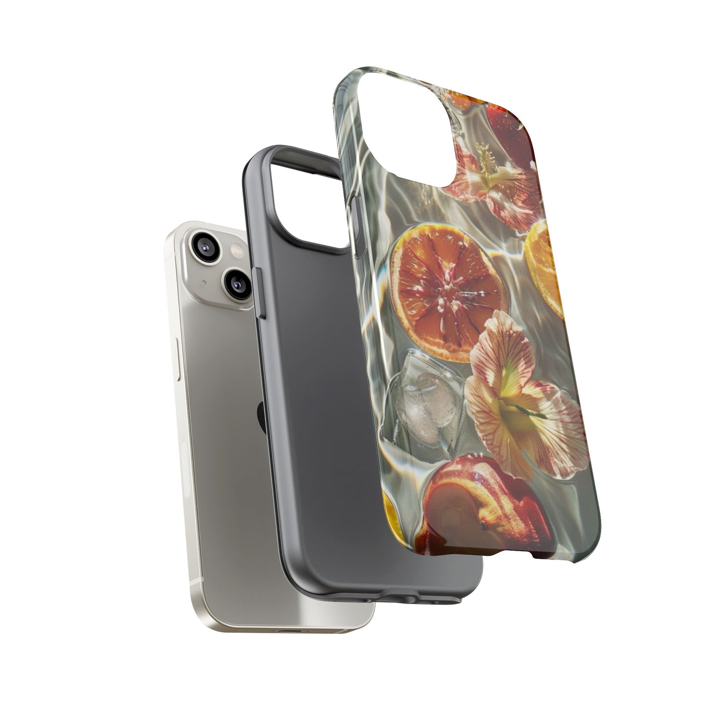 Citrus & Hibiscus Protective Phone Case – Summer Fruit Water Print Tough Case