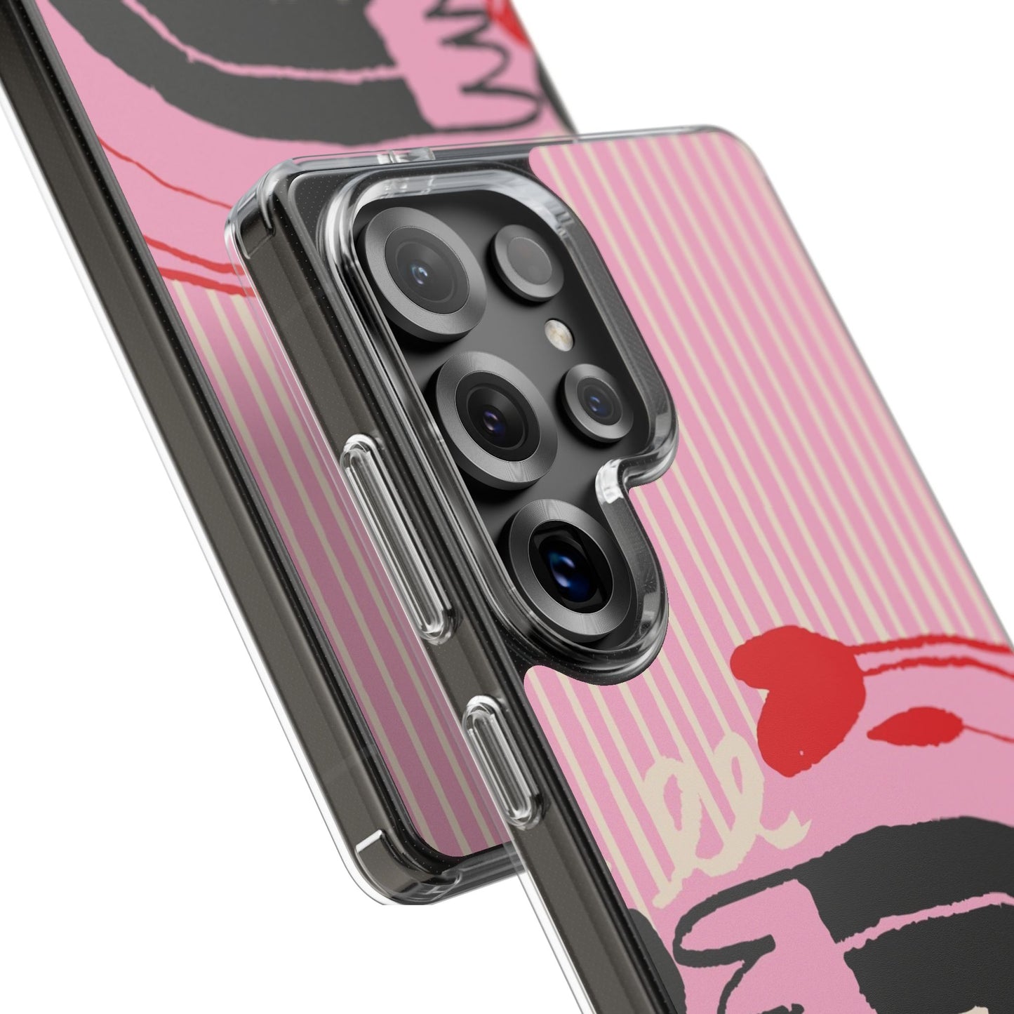 Clear Impact-Resistant Case — Pink Cute Heart Cartoon Design