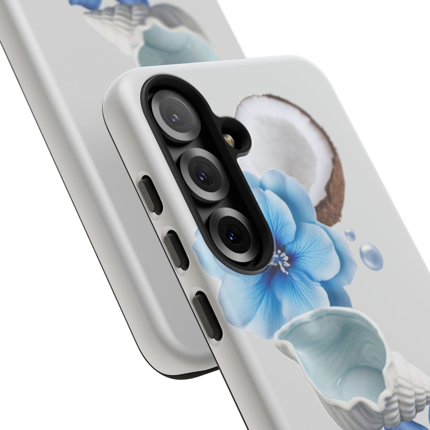Tropical Blue Floral Phone Case — Coconut, Shell & Starfish Design