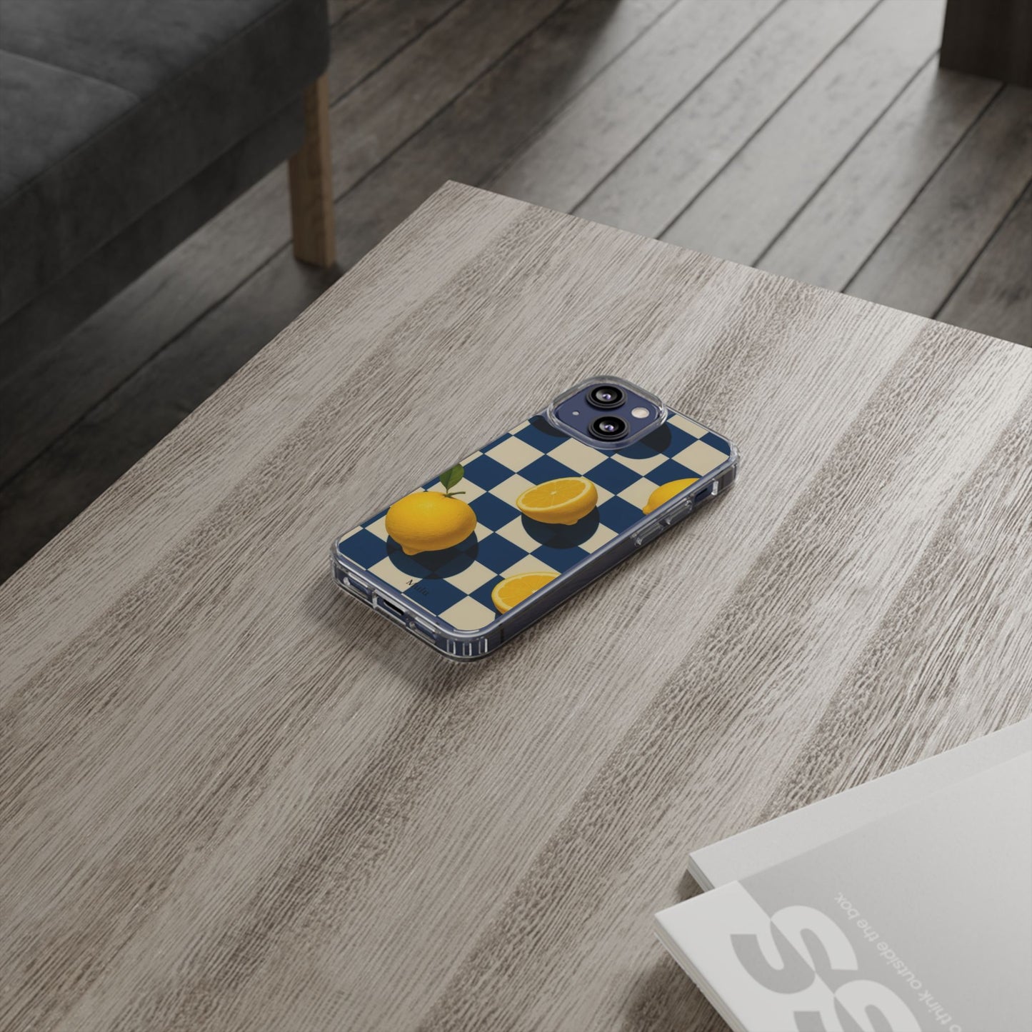 Clear Impact-Resistant Case — Retro Checkered Lemons Phone Case