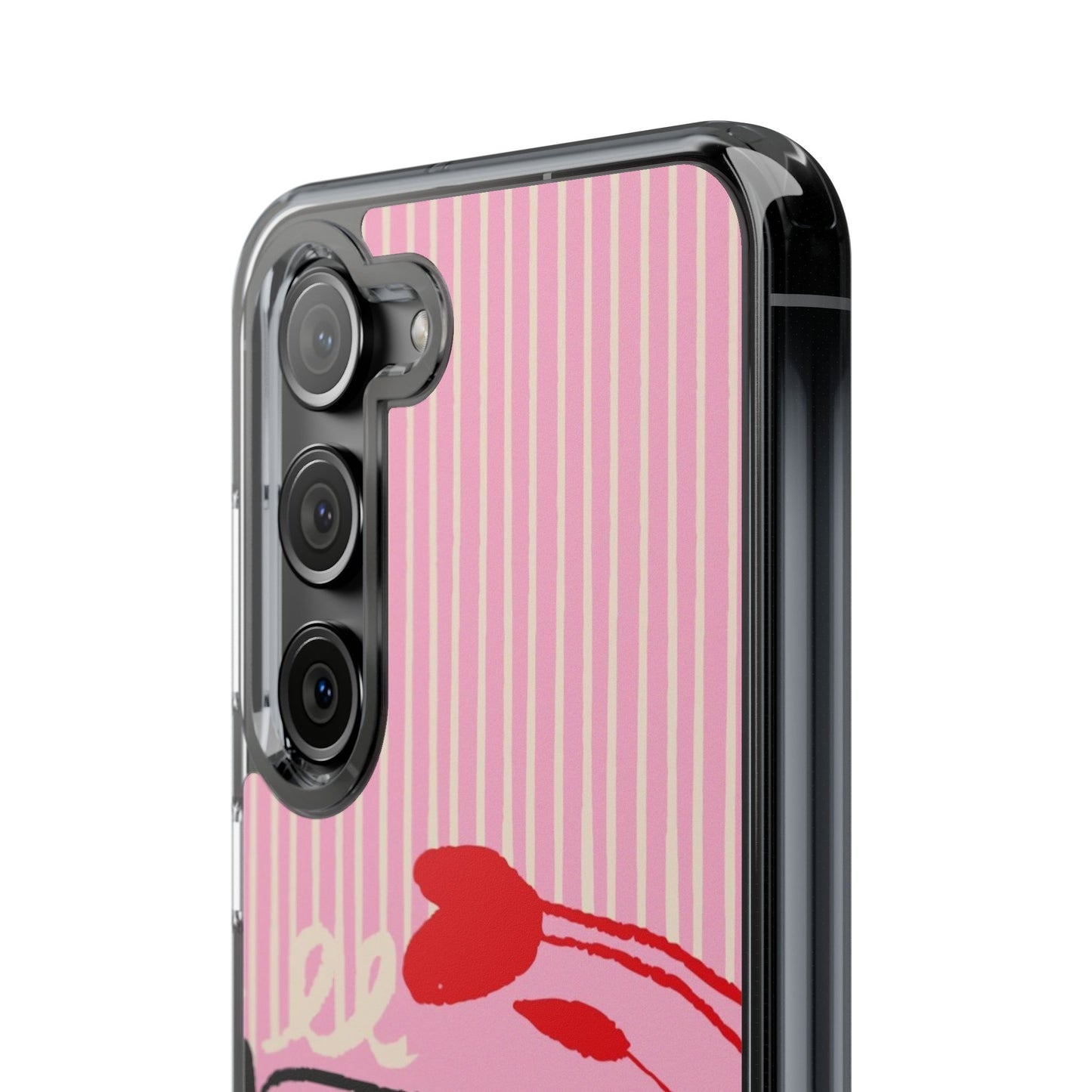 Clear Impact-Resistant Case — Pink Cute Heart Cartoon Design