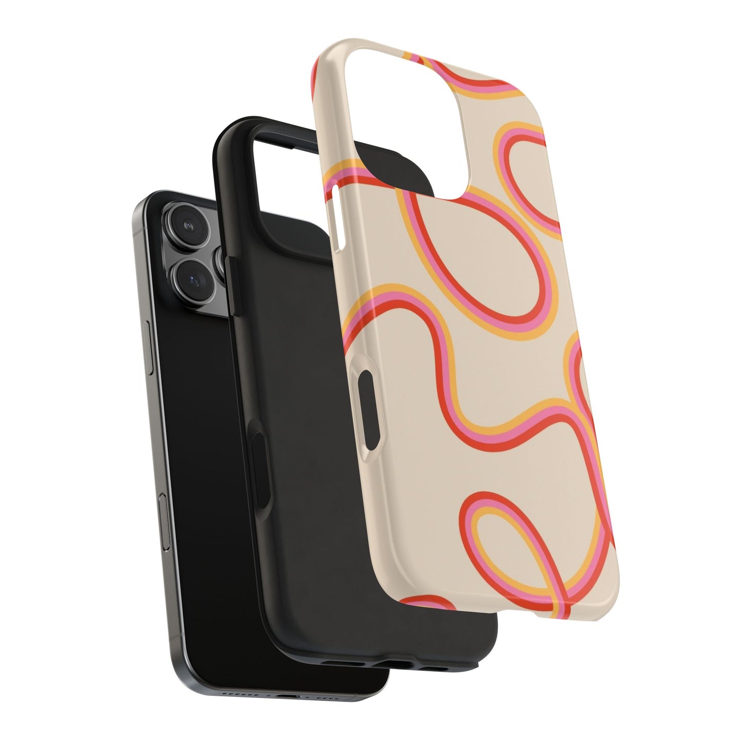 Retro Swirl Tough Phone Case — Beige Pink Orange Abstract Protection