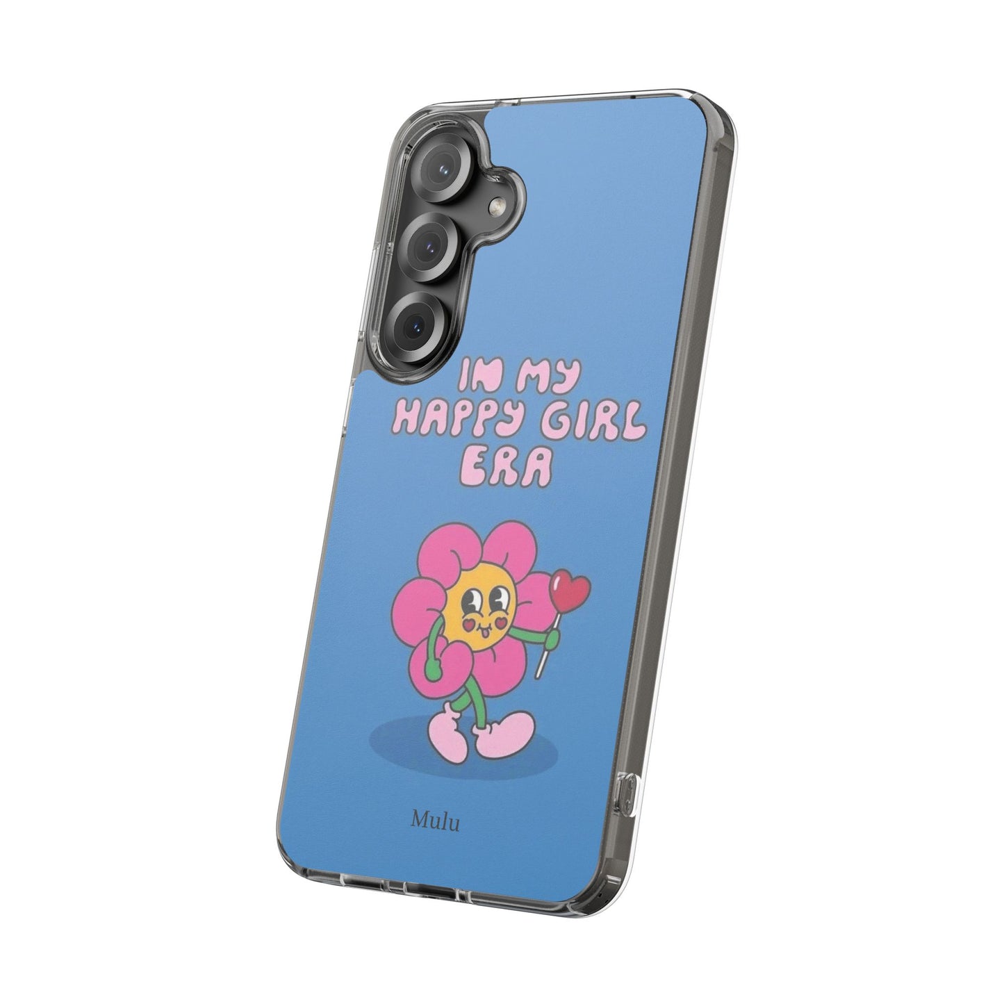 Clear Impact-Resistant Phone Case — “I’m My Happy Girl Era” Cute Flower Design