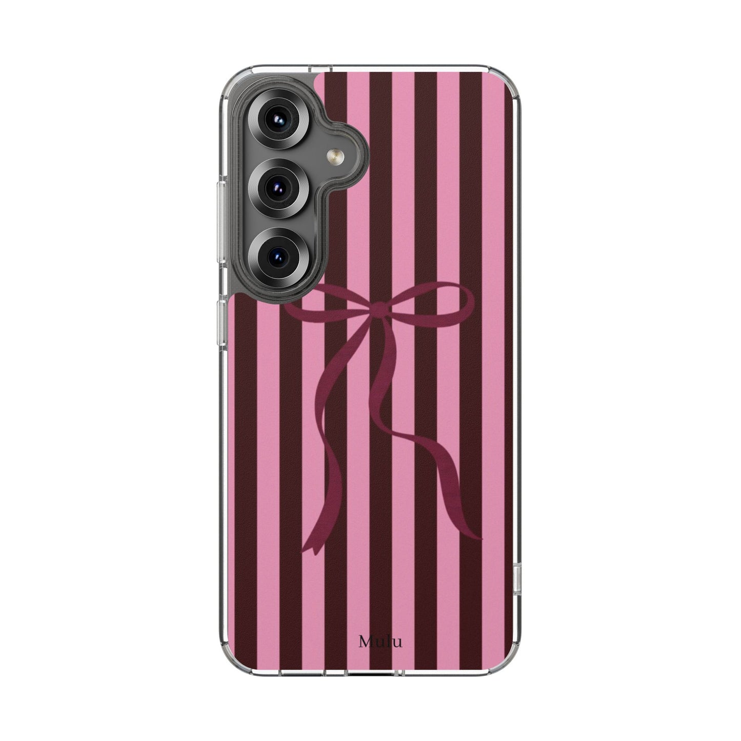 Pink Striped Ribbon Clear Impact-Resistant Phone Case