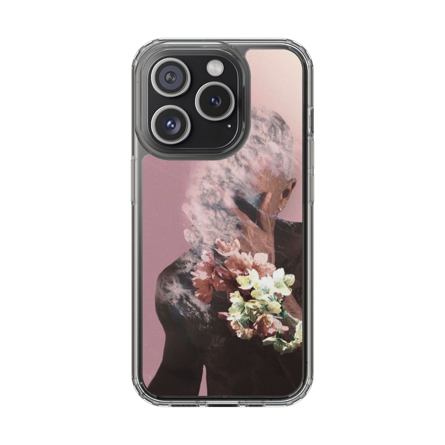 Clear Phone Case — Pink Floral Smoke Art iPhone Case
