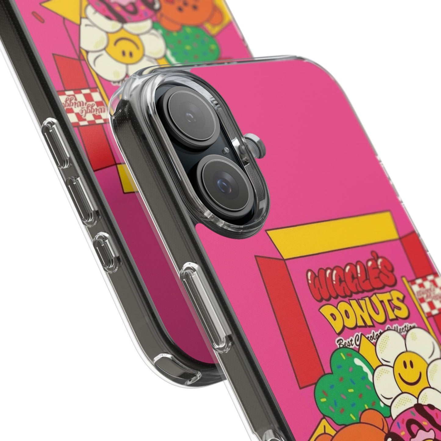 Donut Box Cute Phone Case — Clear Impact‑Resistant iPhone Cover with Smiling Donuts