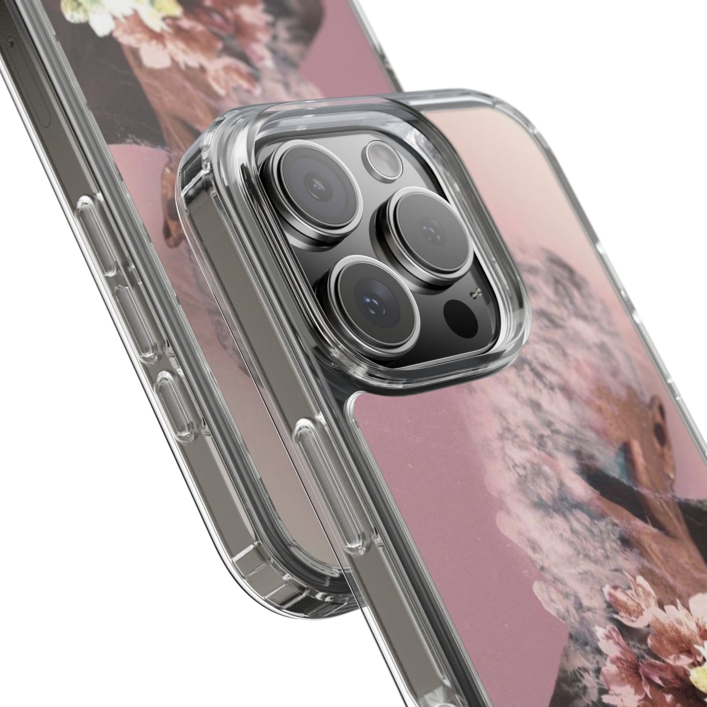 Clear Phone Case — Pink Floral Smoke Art iPhone Case