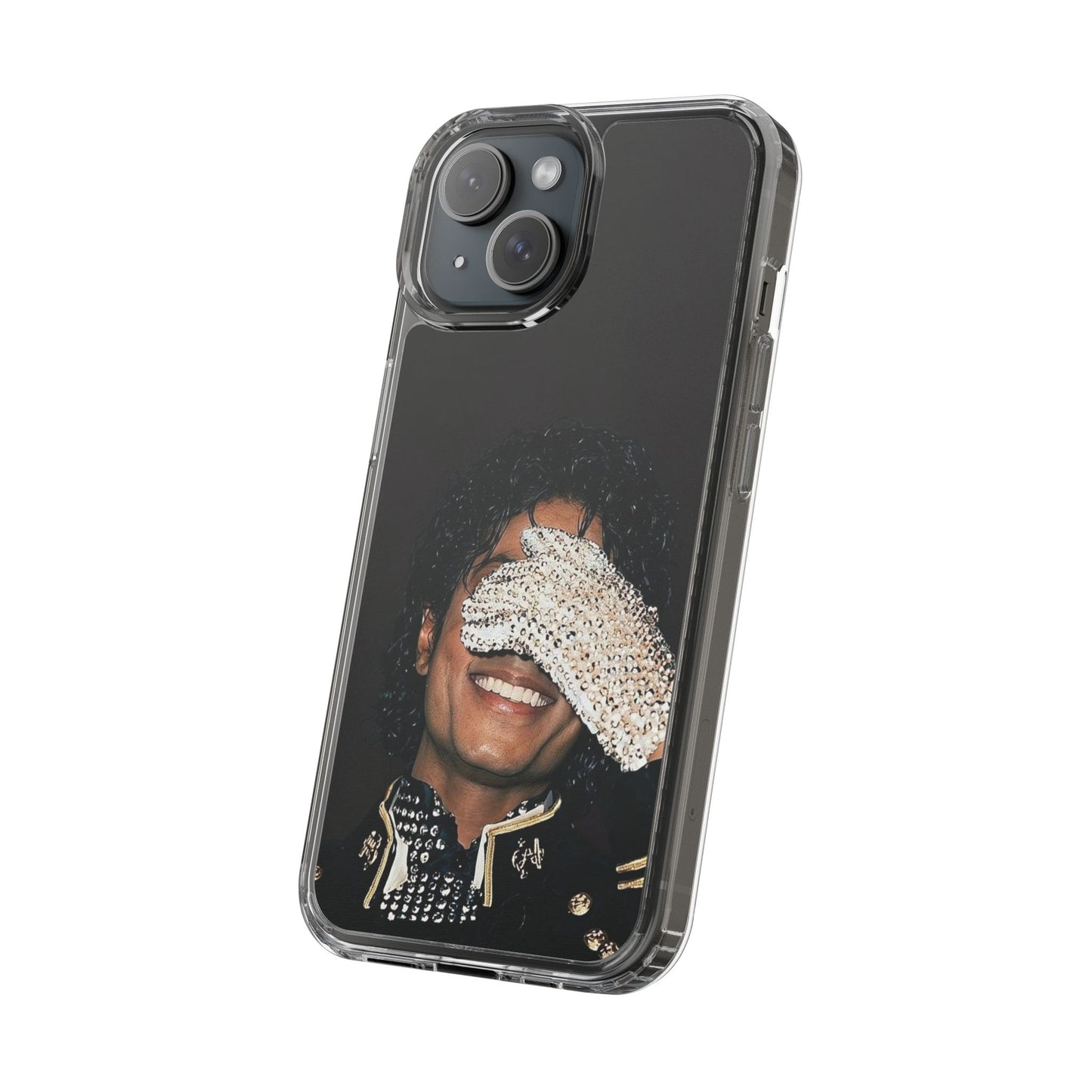 Michael Jackson Smiling Portrait Clear Phone Case — Retro Pop Icon Design